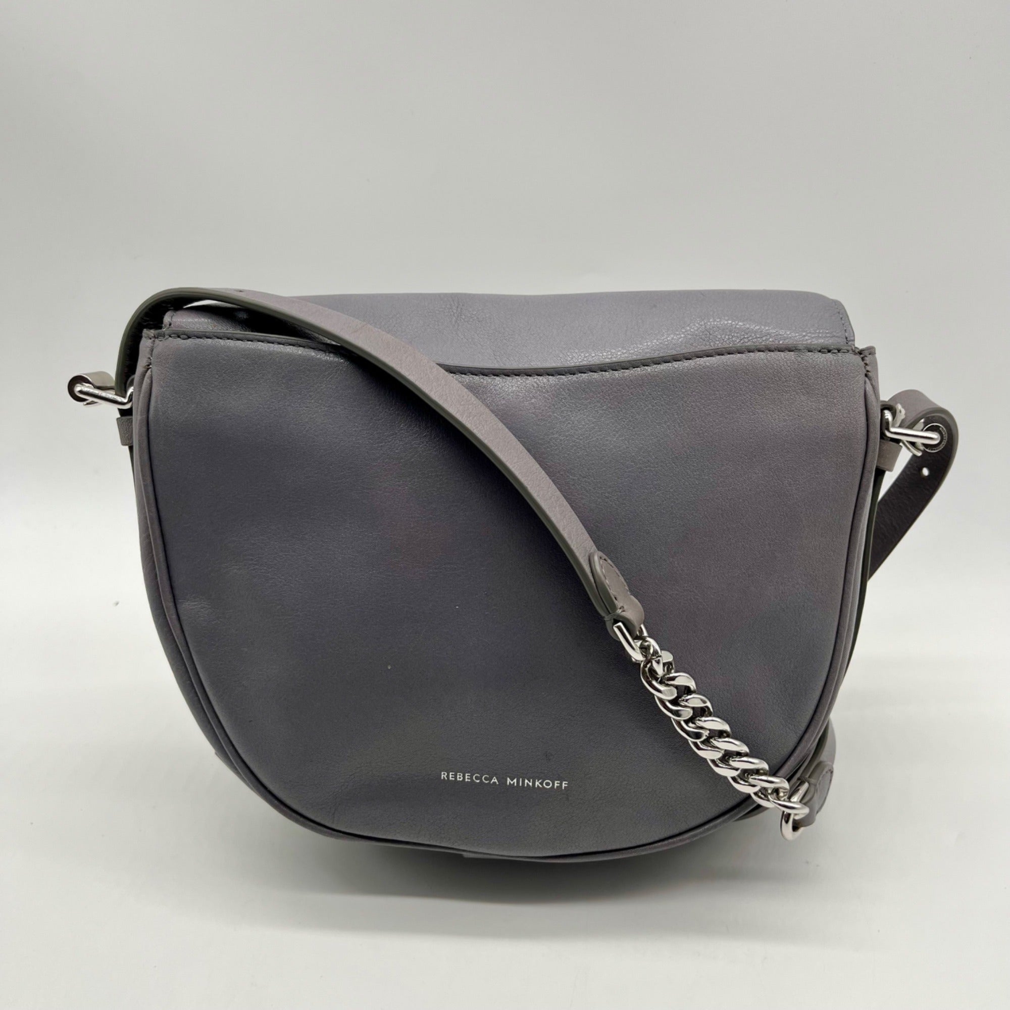 Rebecca Minkoff Grey Leather Megan Saddle Bag