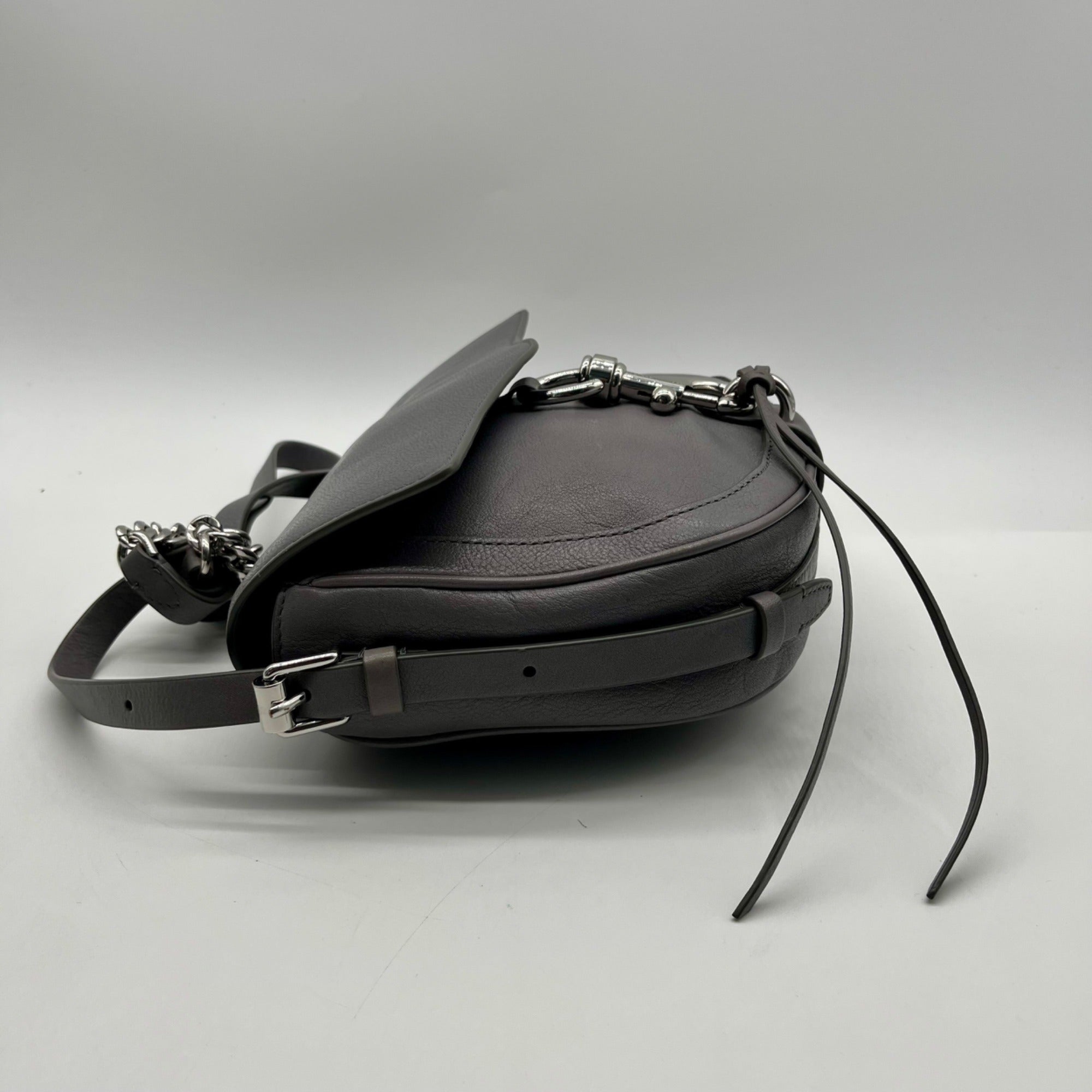 Rebecca Minkoff Grey Leather Megan Saddle Bag