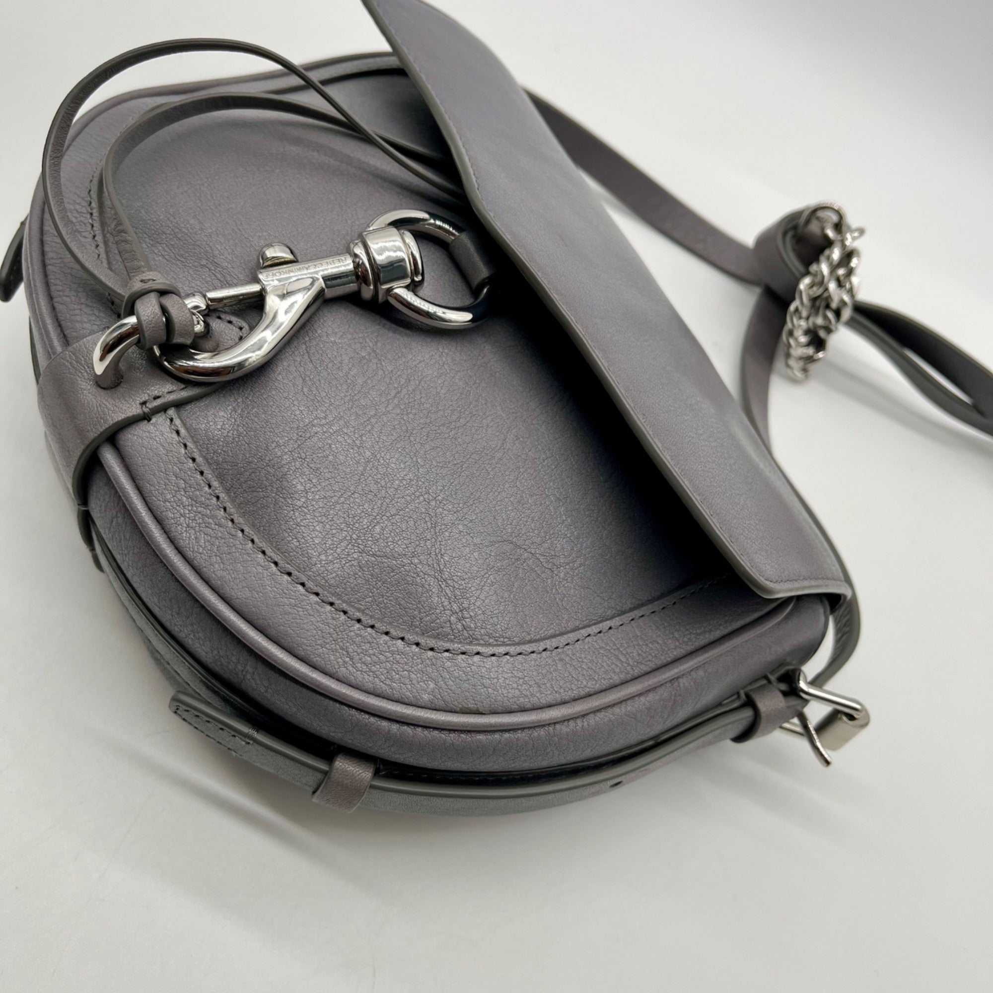 Rebecca Minkoff Grey Leather Megan Saddle Bag