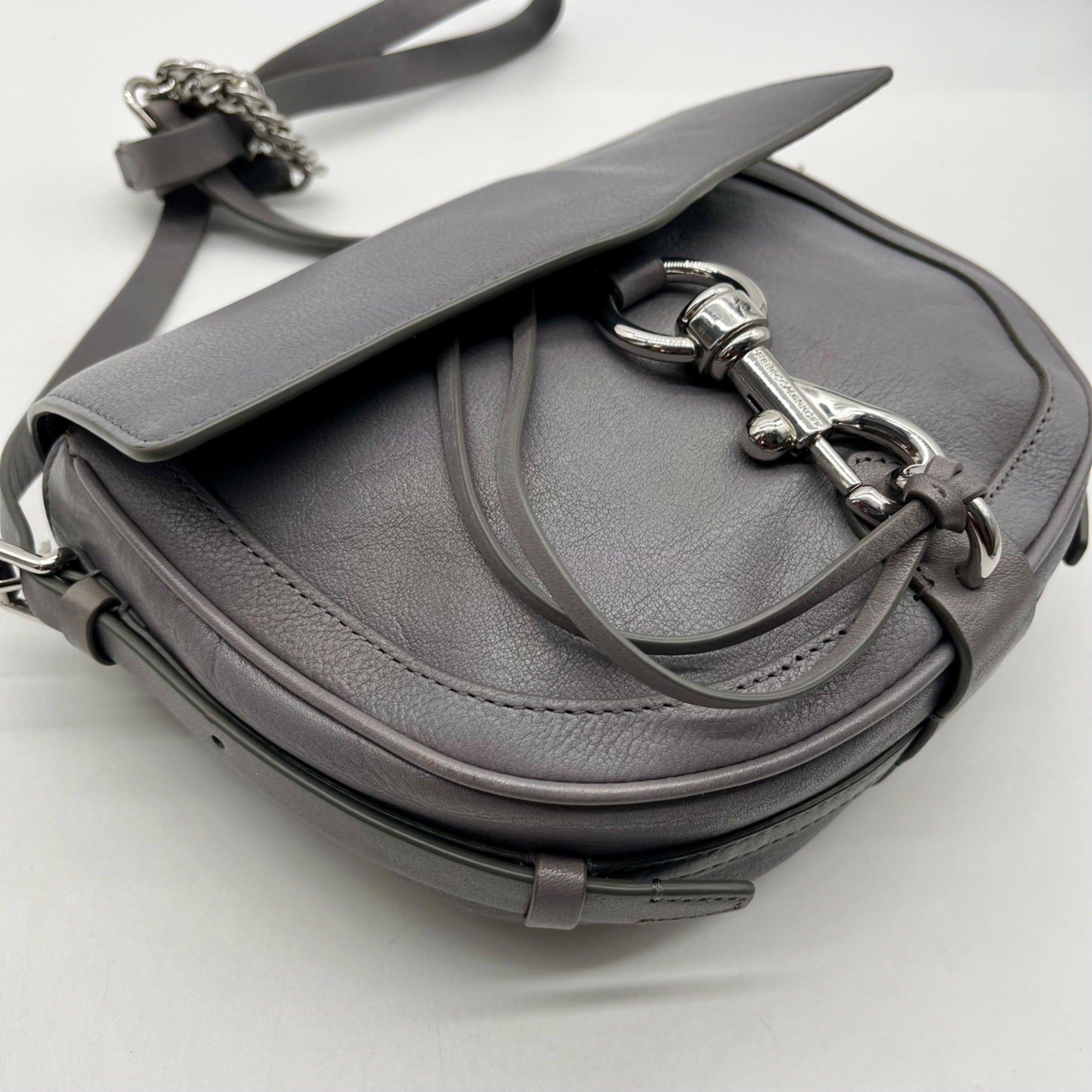 Rebecca Minkoff Grey Leather Megan Saddle Bag