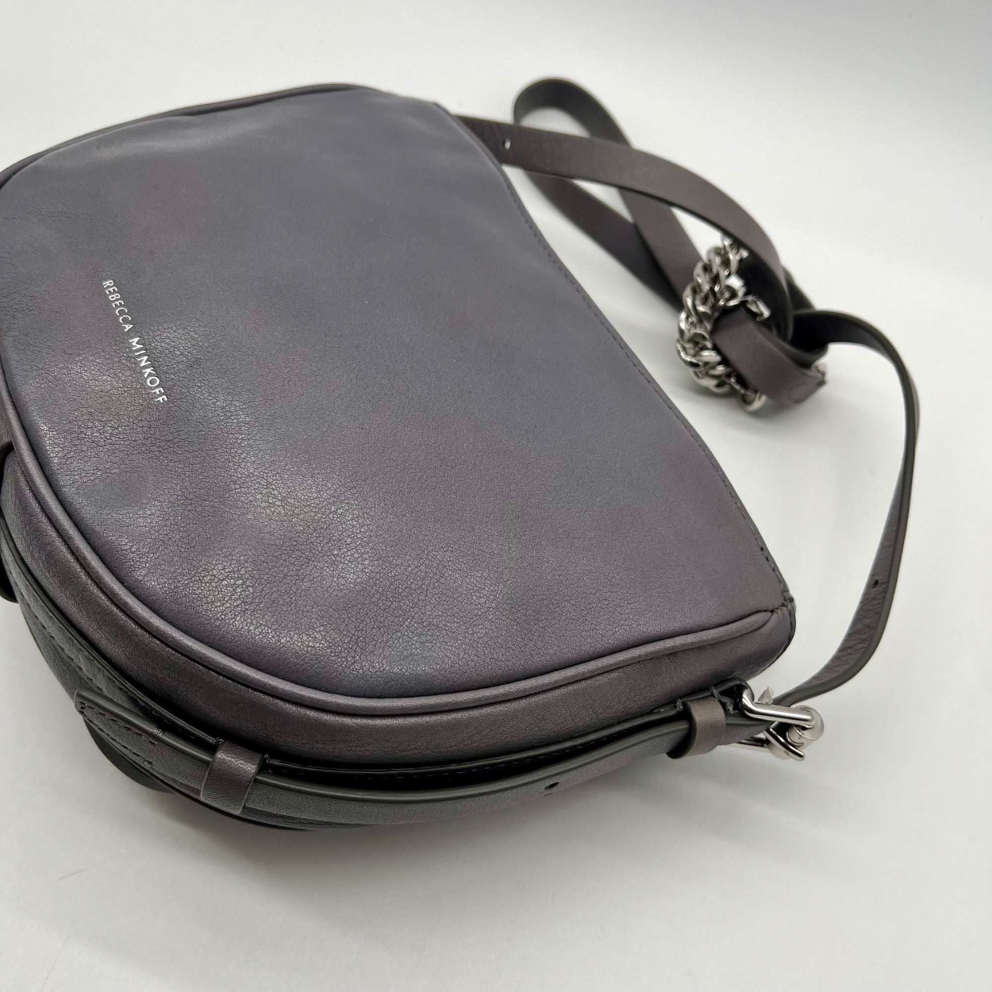 Rebecca Minkoff Grey Leather Megan Saddle Bag