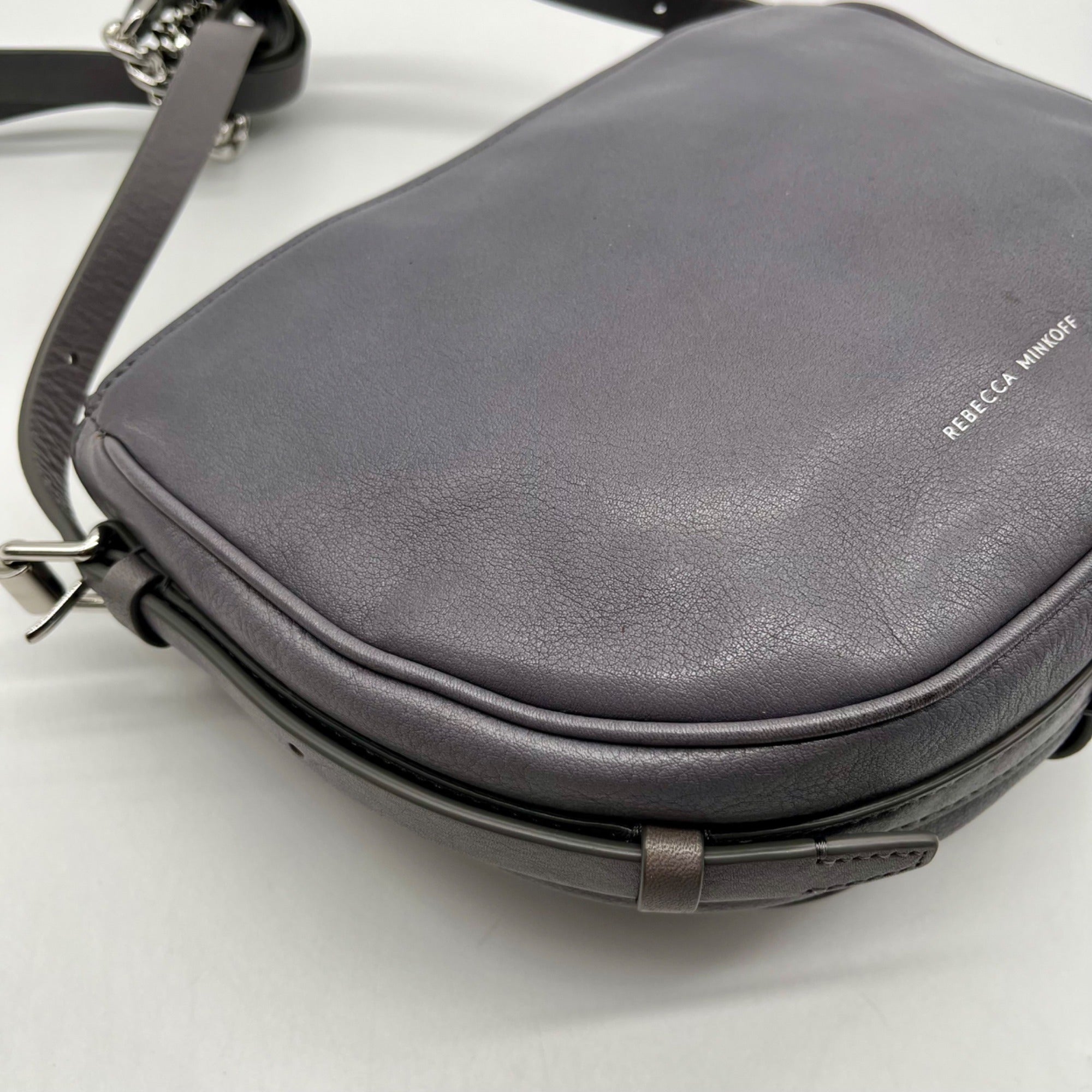 Rebecca Minkoff Grey Leather Megan Saddle Bag