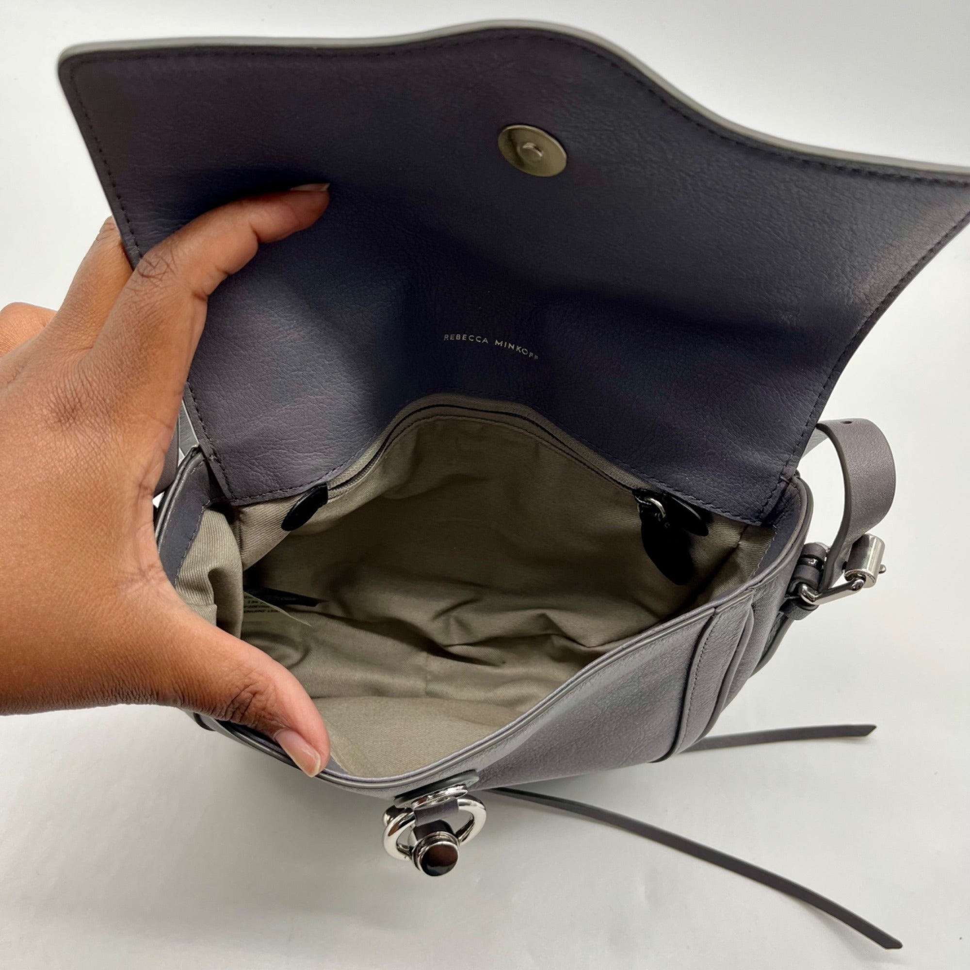 Rebecca Minkoff Grey Leather Megan Saddle Bag