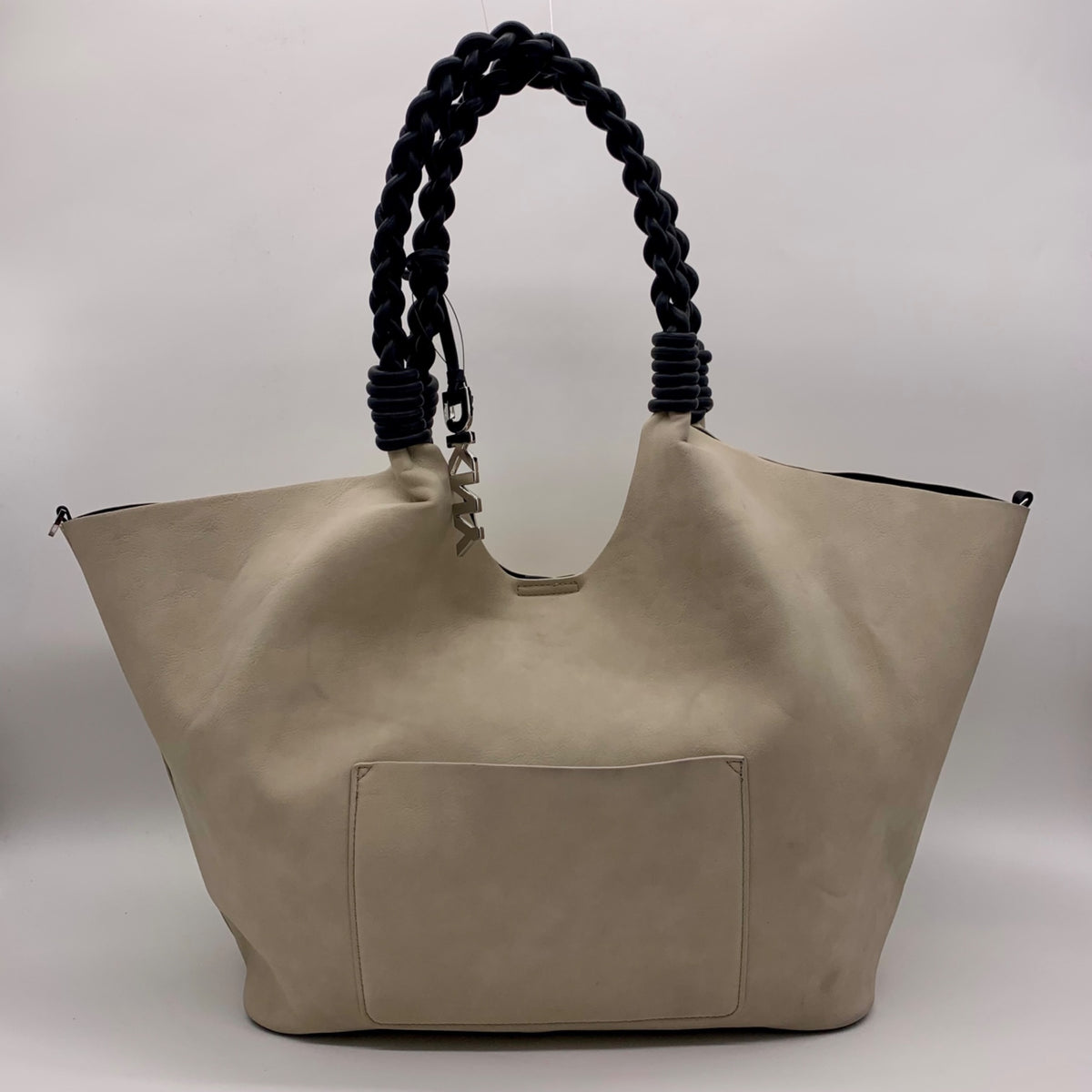 DKNY Light Grey Faux Leather Shoulder Bag