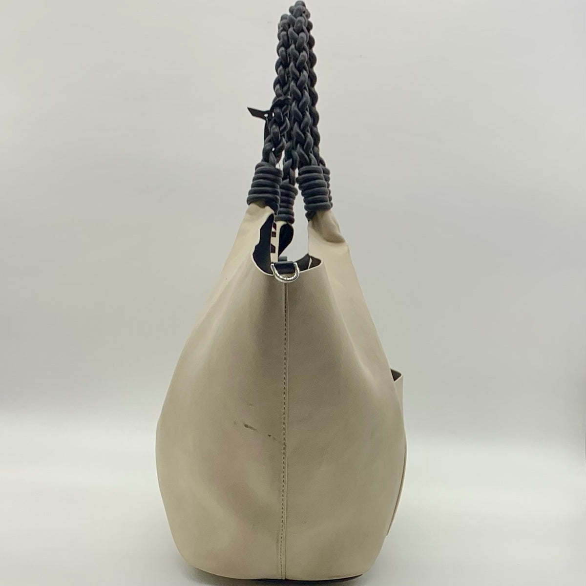 DKNY Light Grey Faux Leather Shoulder Bag