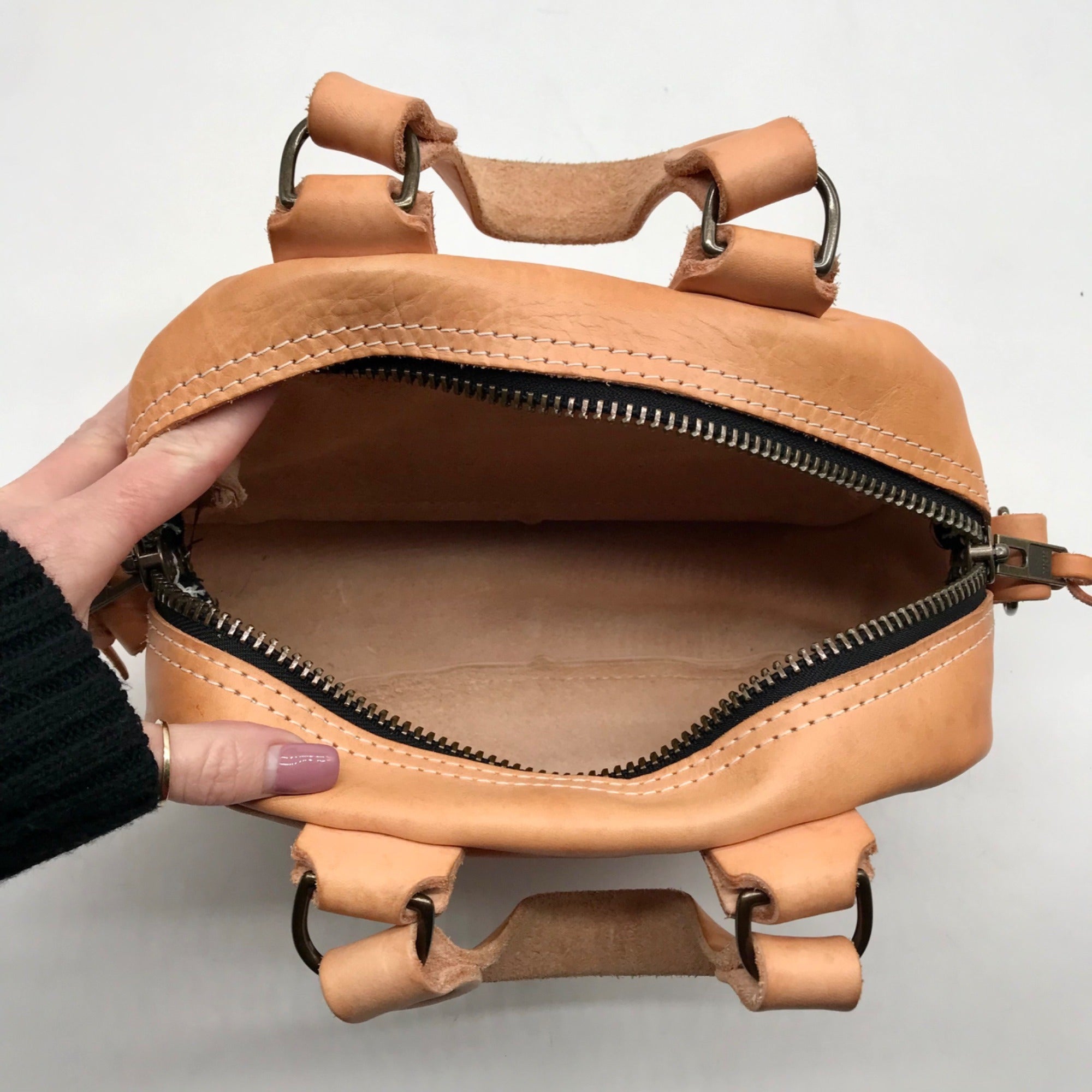 Go Forth Goods Hoffman Carmel Leather Mini Satchel Bag