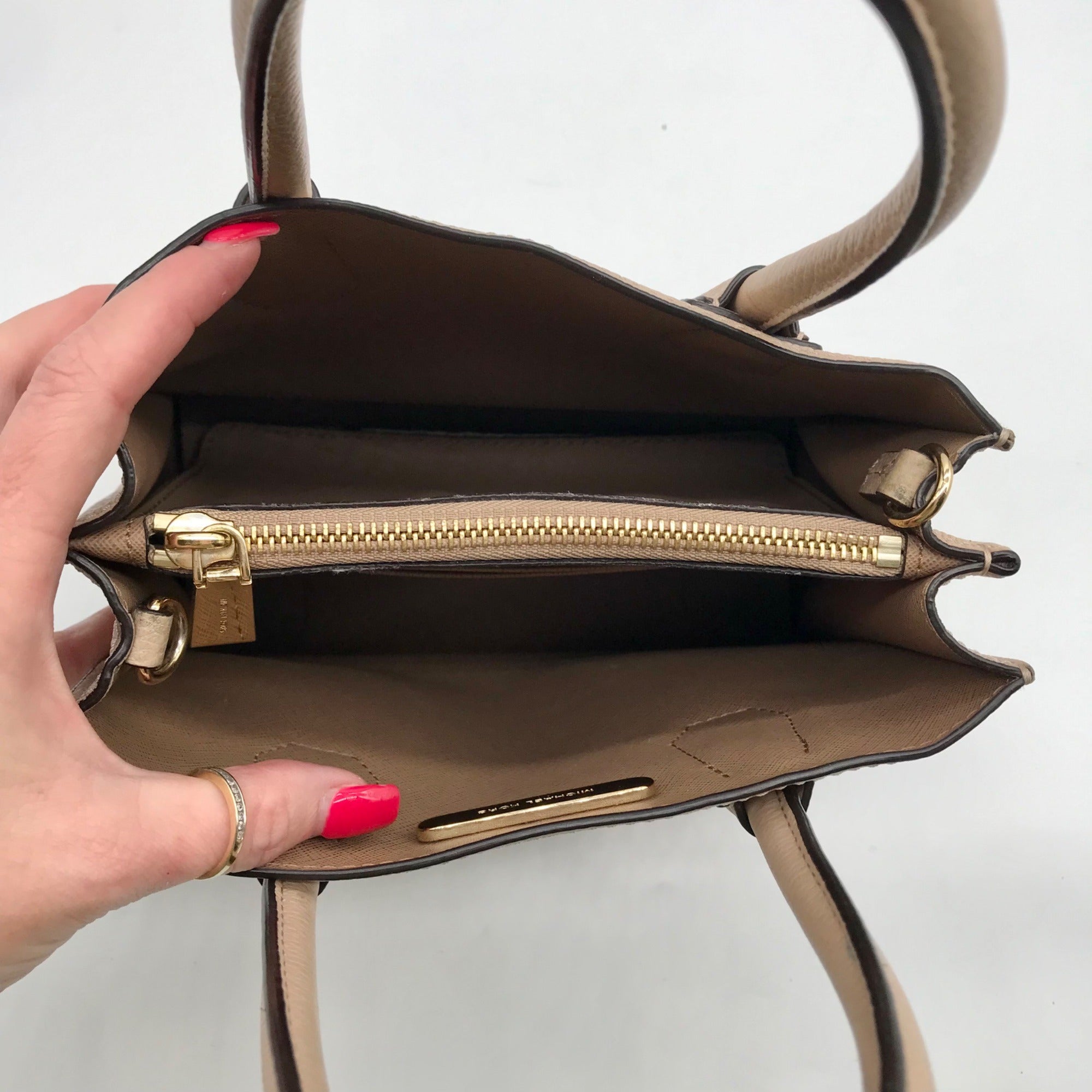 Michael Kors Tan Pebbled Leather Mercer Convertible Satchel