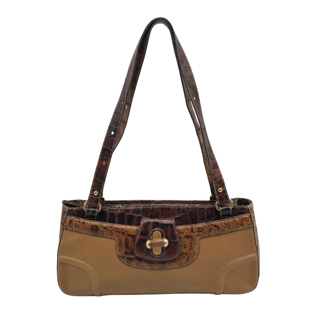 Brahmin Brown Crocodile Embossed Leather 25th Anniversary Edition Shoulder Bag