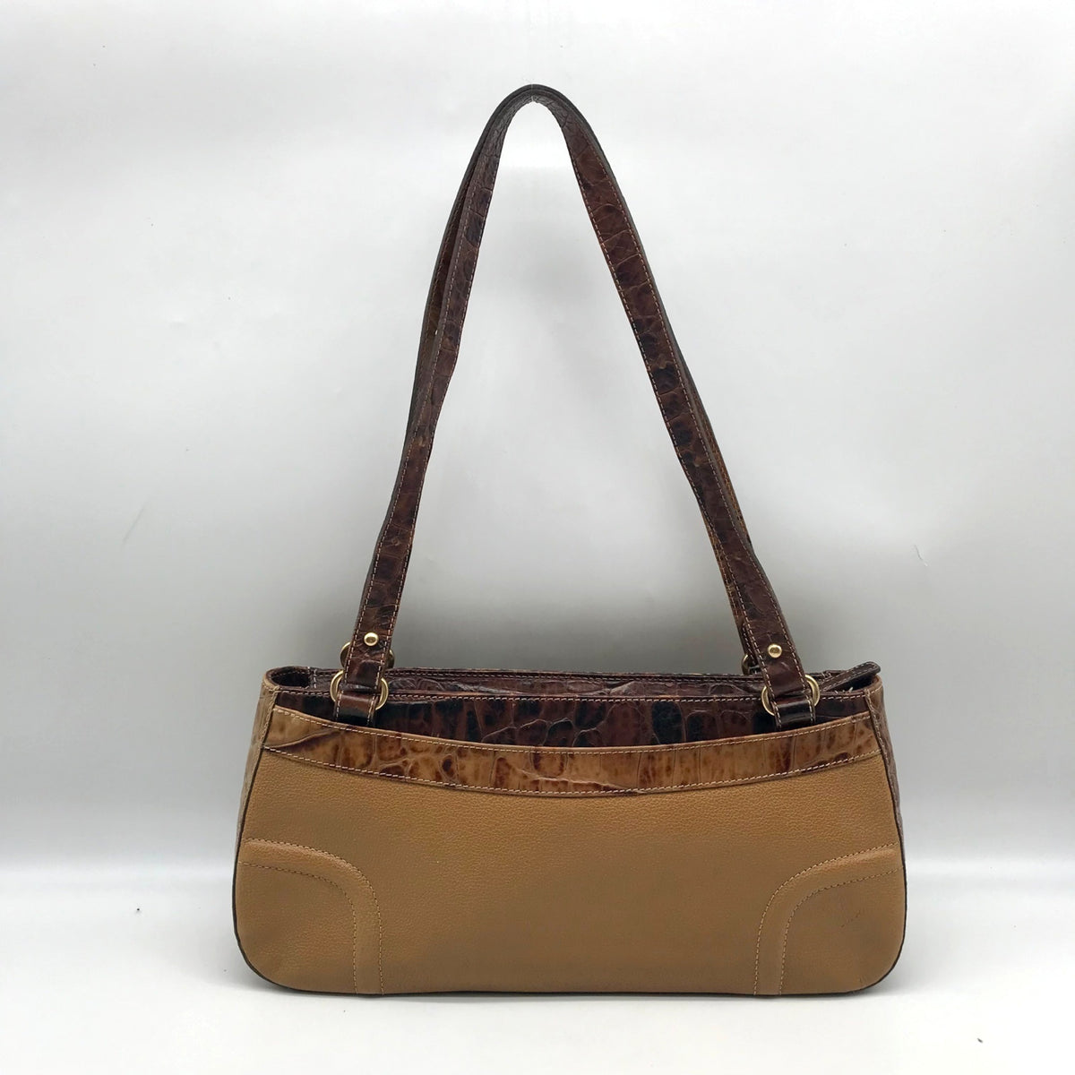 Brahmin Brown Crocodile Embossed Leather 25th Anniversary Edition Shoulder Bag