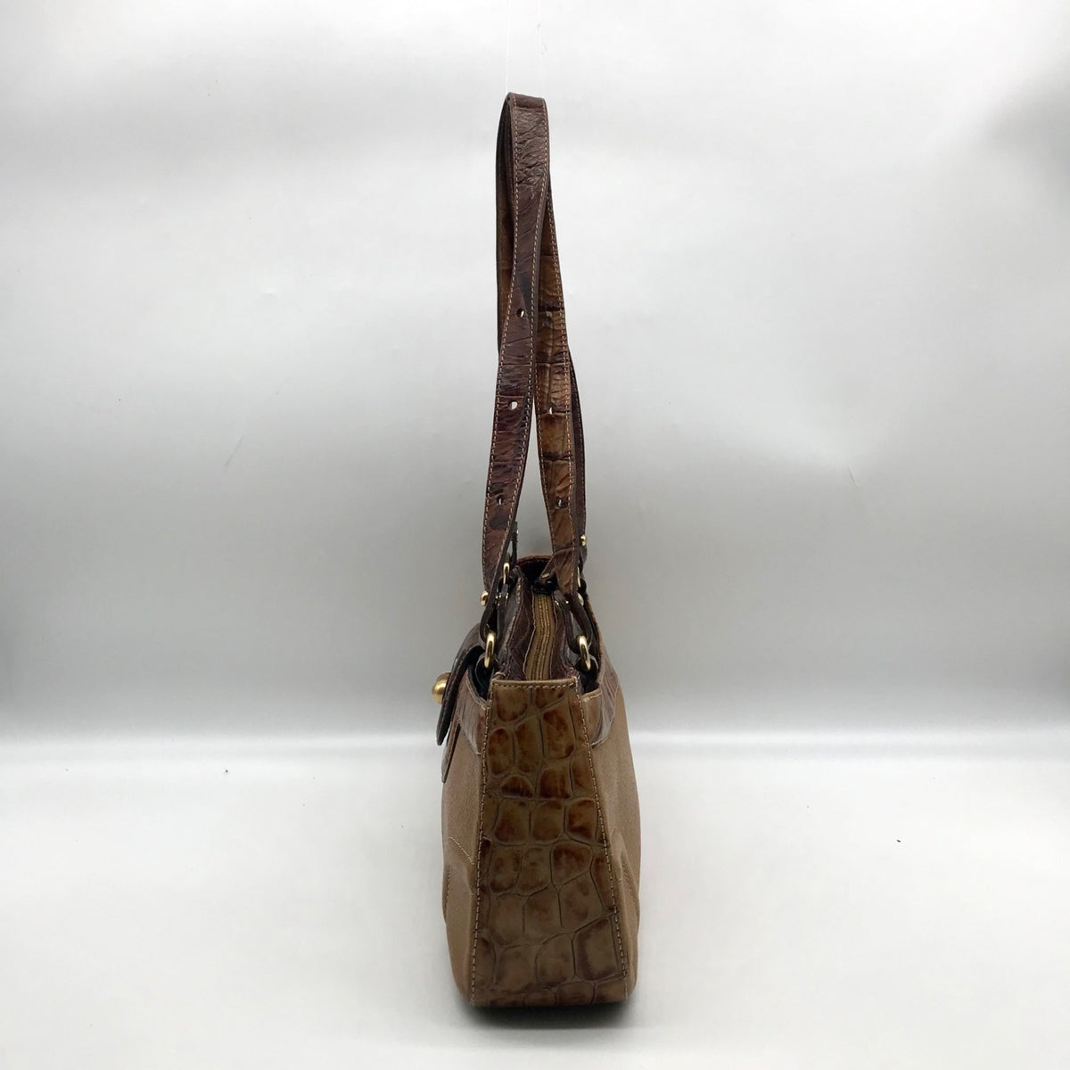 Brahmin Brown Crocodile Embossed Leather 25th Anniversary Edition Shoulder Bag