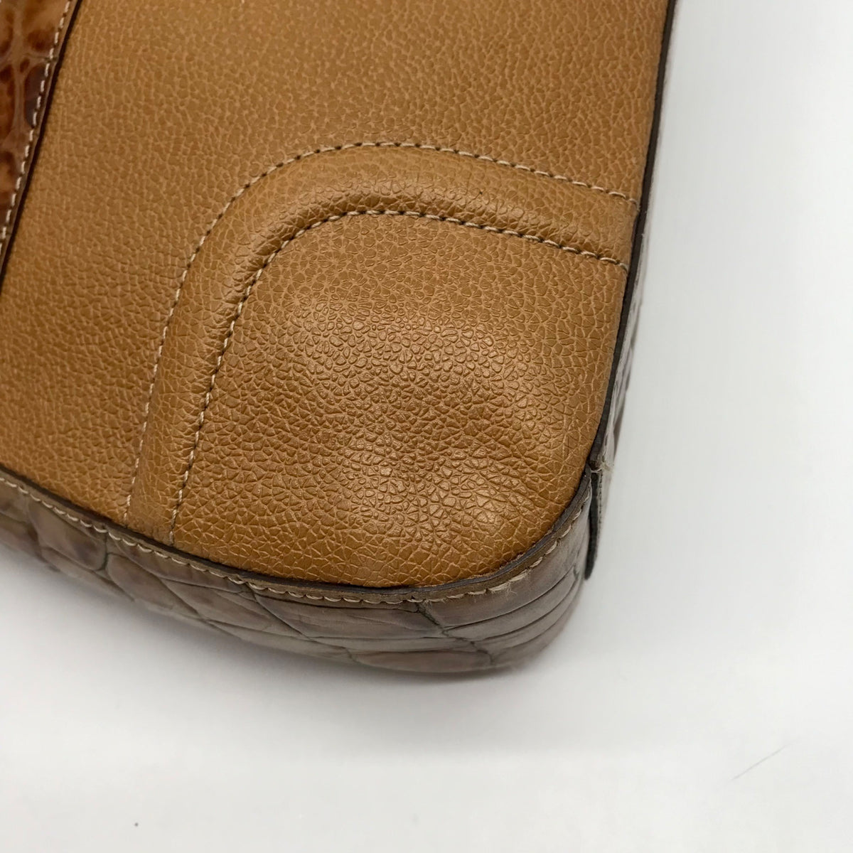 Brahmin Brown Crocodile Embossed Leather 25th Anniversary Edition Shoulder Bag