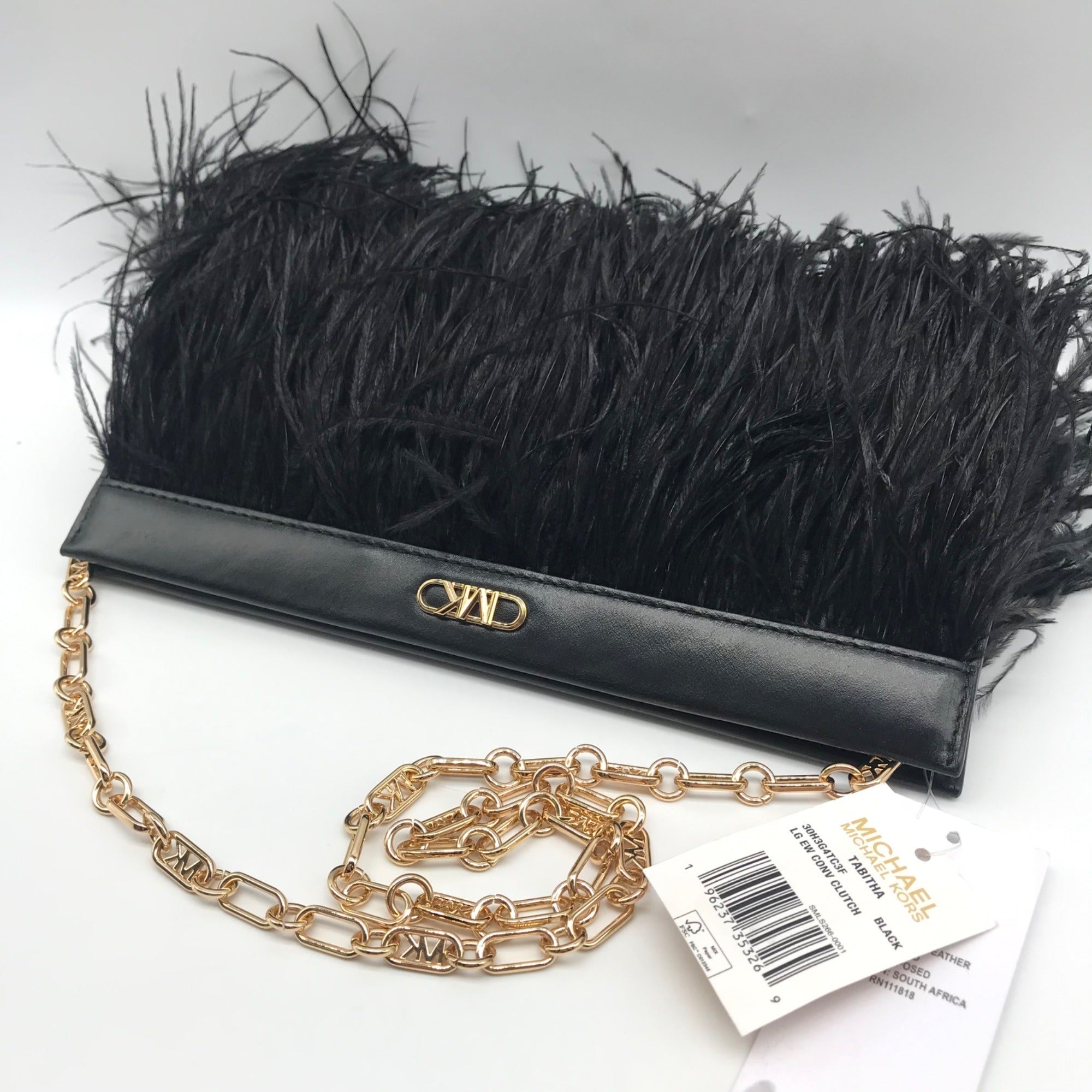Michael Kors Large East West Tabitha Black Convertible Clutch