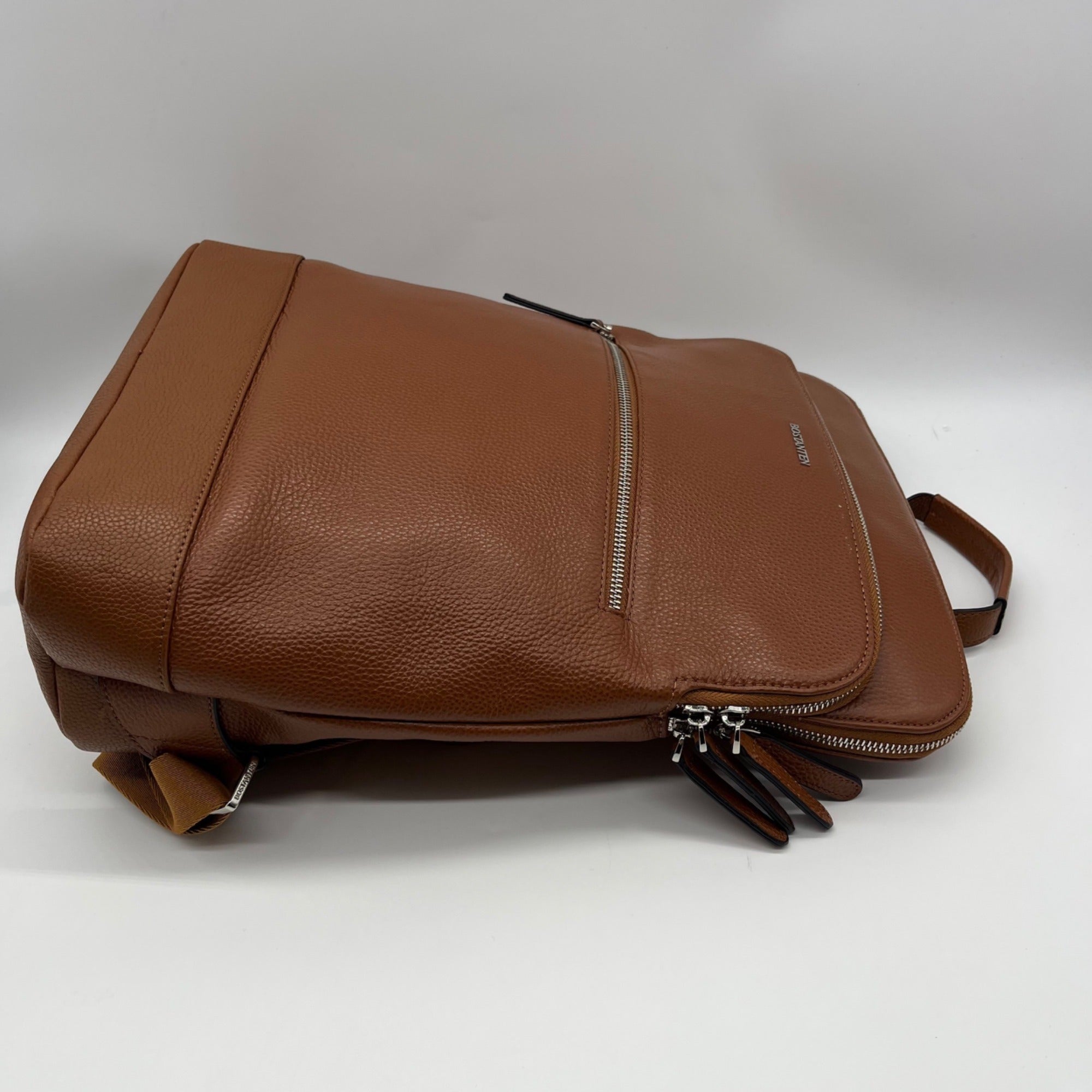 Bostanten Rich Cognac Pebbled Leather Backpack