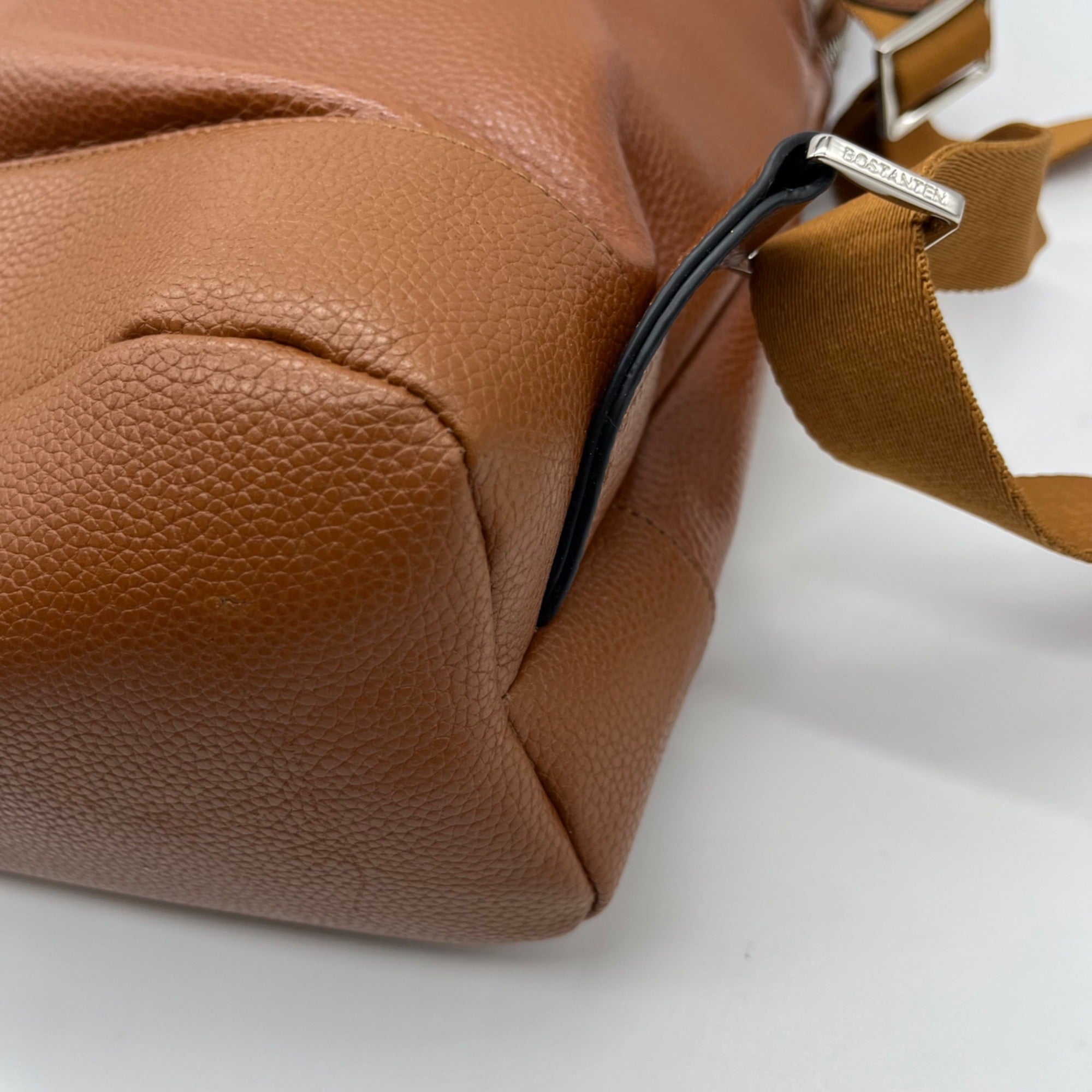 Bostanten Rich Cognac Pebbled Leather Backpack