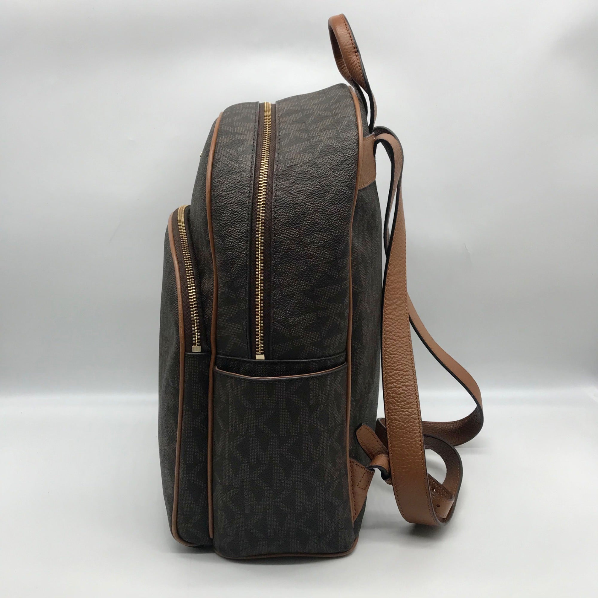 Michael Kors Brown Coated Canvas  Medium Abbey Backpack