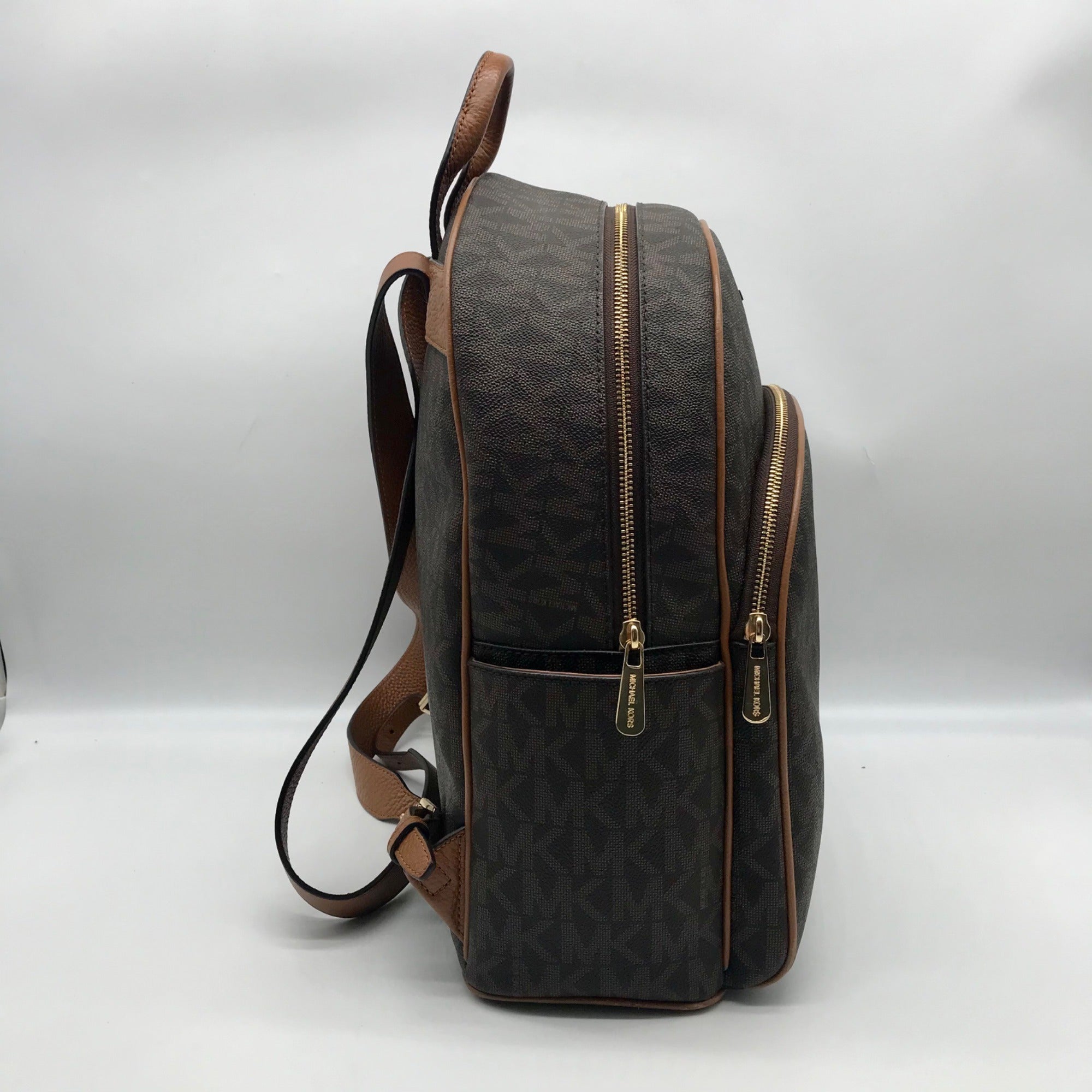 Michael Kors Brown Coated Canvas  Medium Abbey Backpack