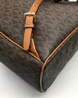 Michael Kors Brown Coated Canvas  Medium Abbey Backpack