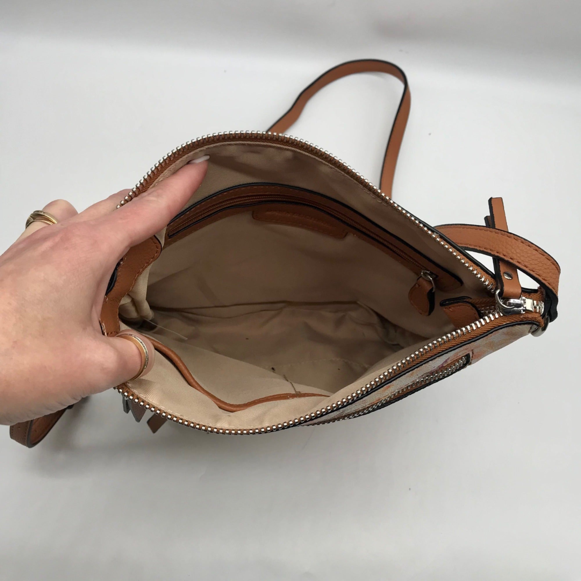 Dana Buchman Tan and Multicolored Everly Crossbody Bag
