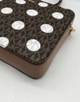 Michael Kors Brown Coated Canvas Jet Set Polka Dot Crossbody Bag