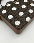 Michael Kors Brown Coated Canvas Jet Set Polka Dot Crossbody Bag
