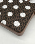 Michael Kors Brown Coated Canvas Jet Set Polka Dot Crossbody Bag