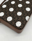 Michael Kors Brown Coated Canvas Jet Set Polka Dot Crossbody Bag