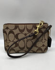 Coach Khaki Canvas Signature C Monogram Wristlet