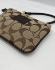 Coach Khaki Canvas Signature C Monogram Wristlet