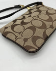 Coach Khaki Canvas Signature C Monogram Wristlet