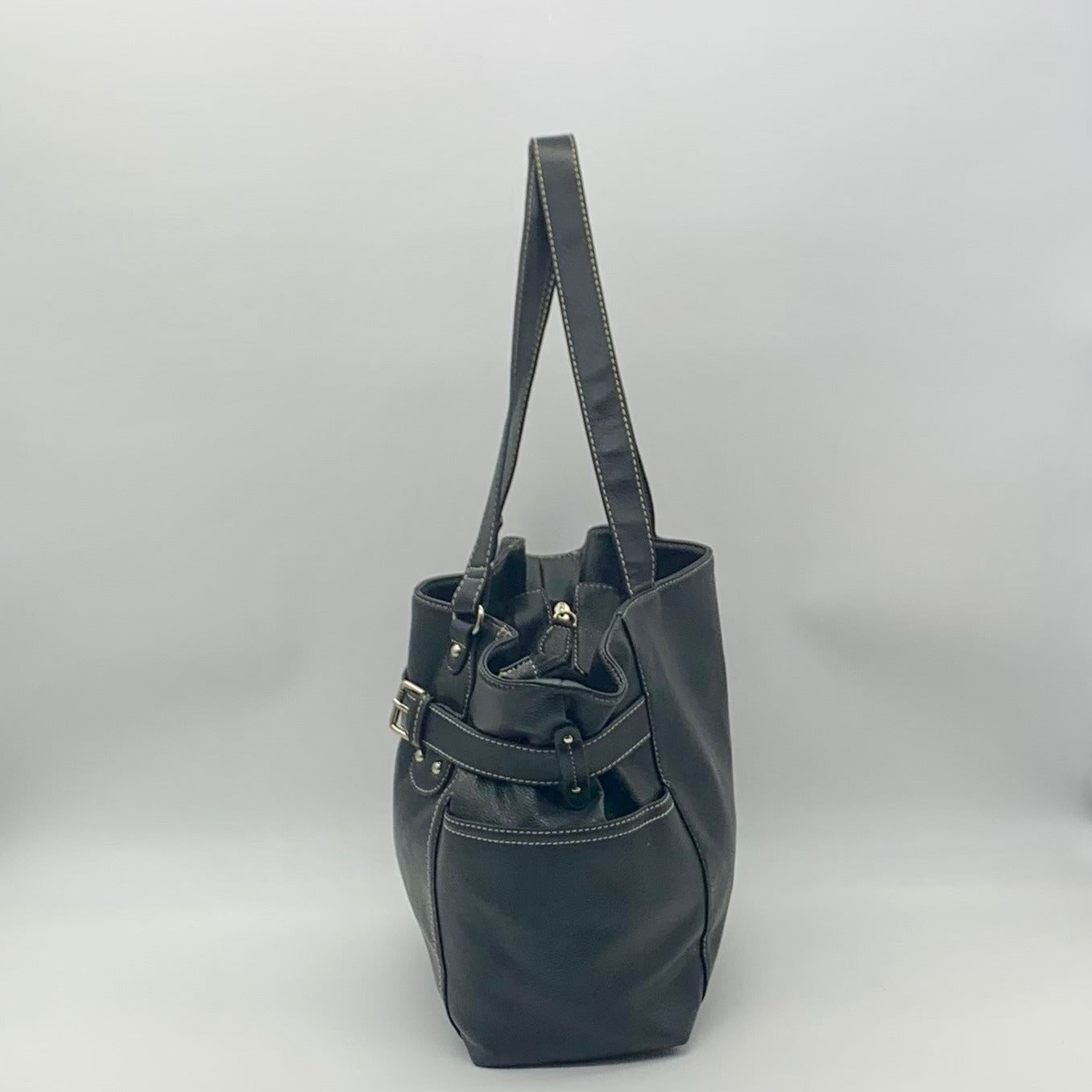 Club Rochelier Black Pebbled Leather Handbag
