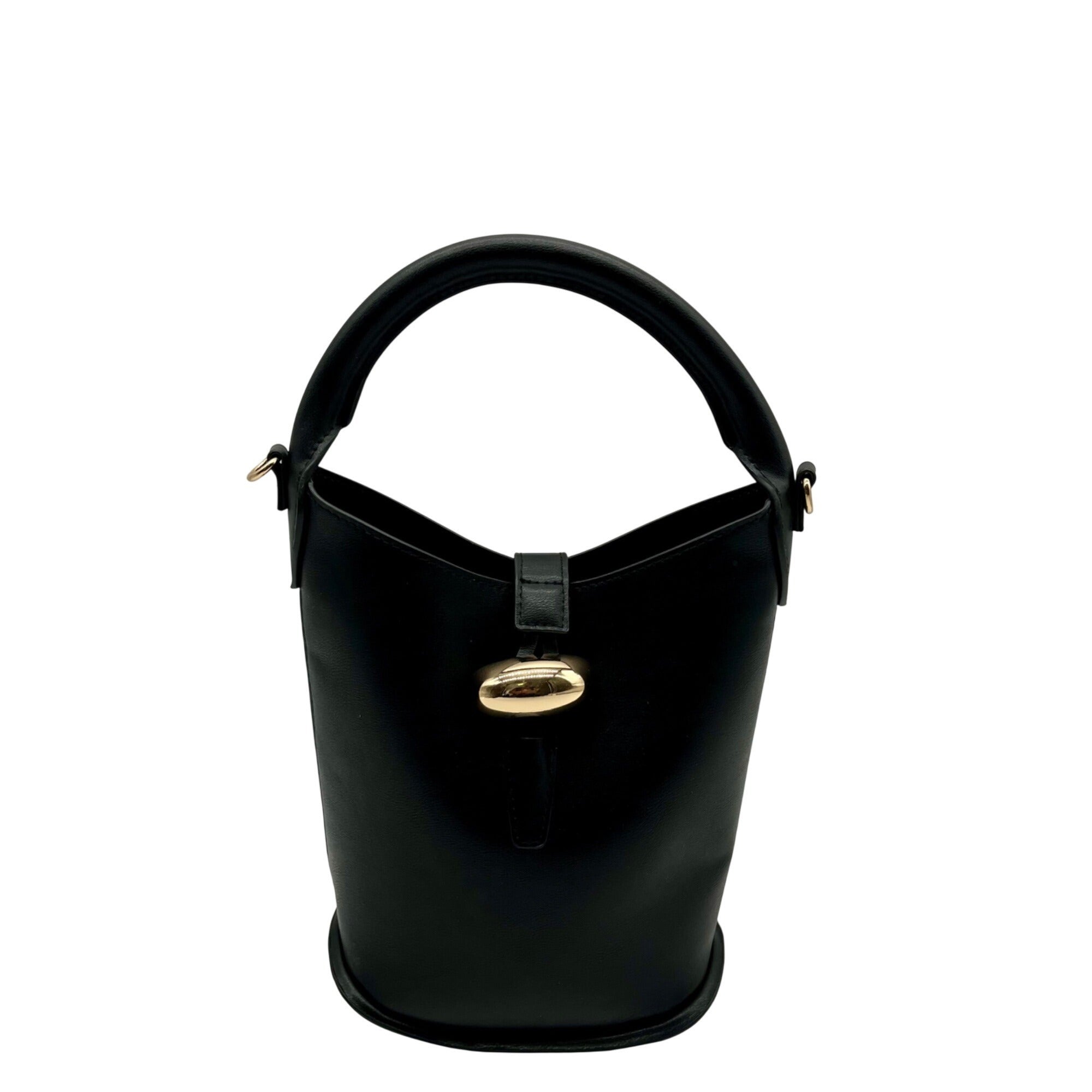 H &amp; M Black Faux Leather Bucket Bag