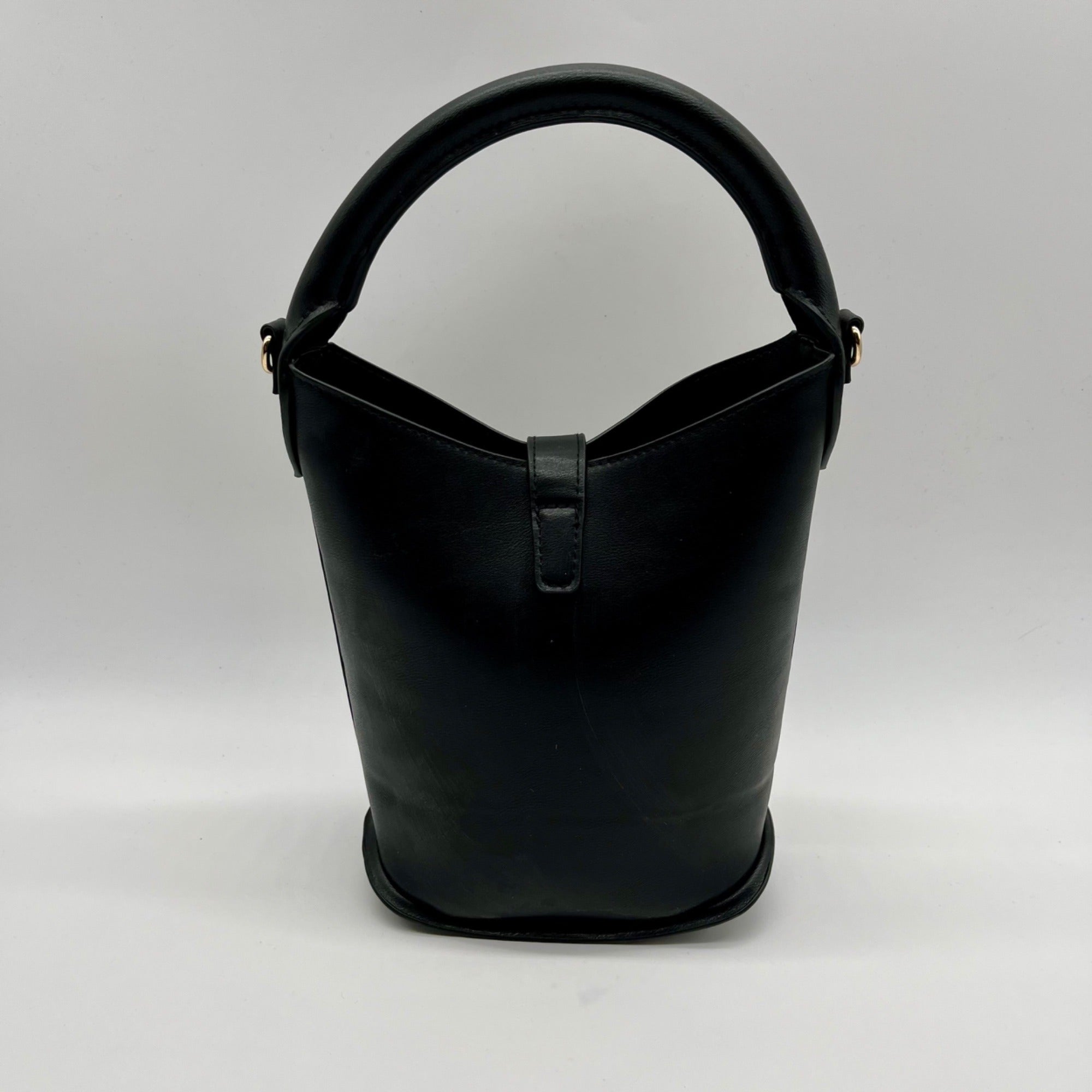 H &amp; M Black Faux Leather Bucket Bag