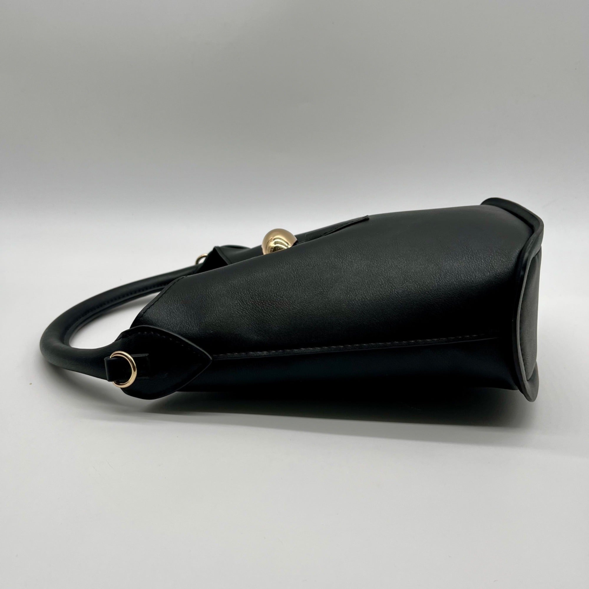 H &amp; M Black Faux Leather Bucket Bag