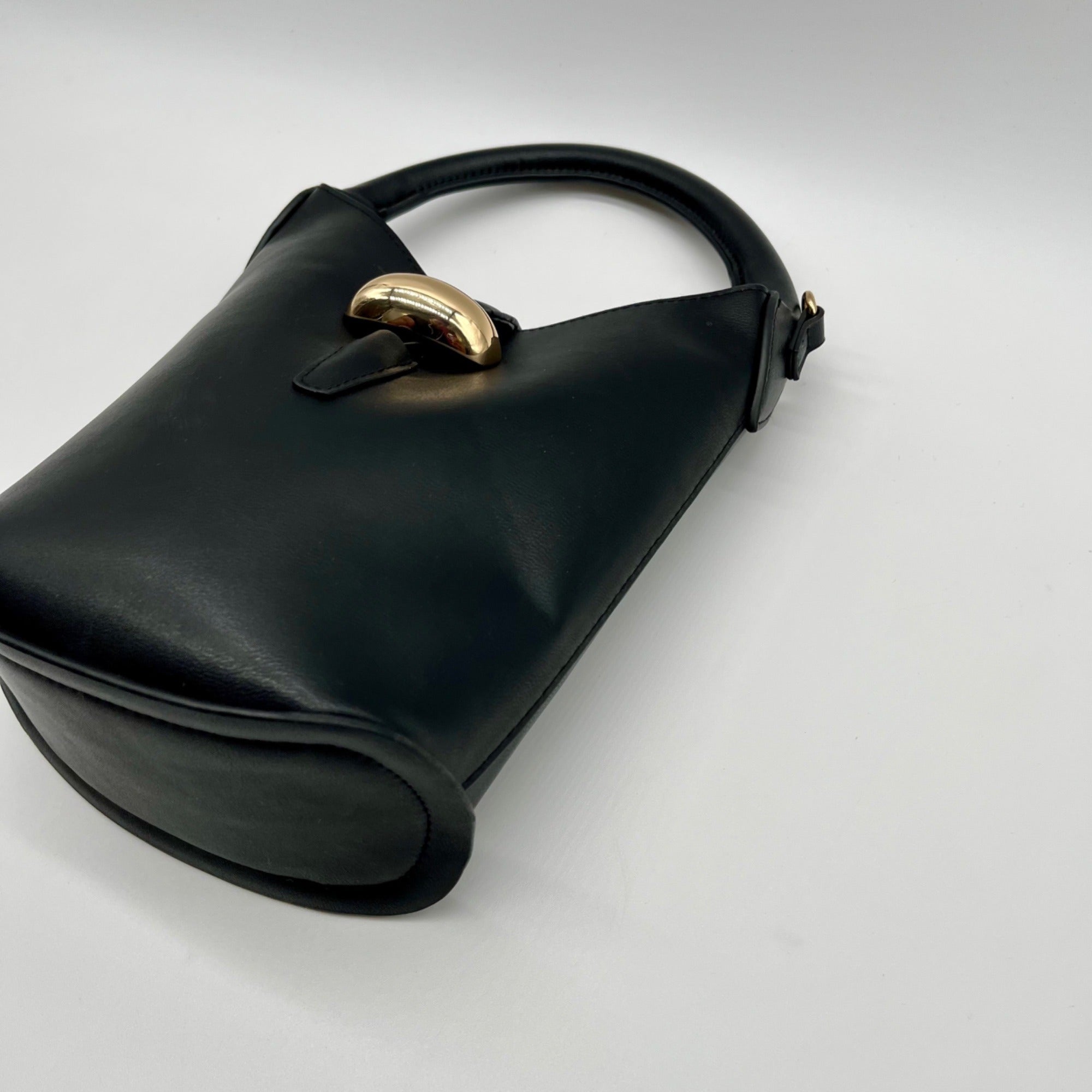 H &amp; M Black Faux Leather Bucket Bag