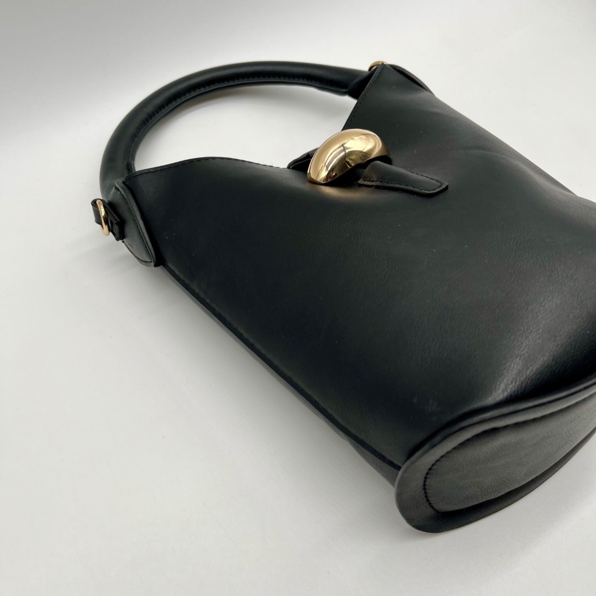 H &amp; M Black Faux Leather Bucket Bag