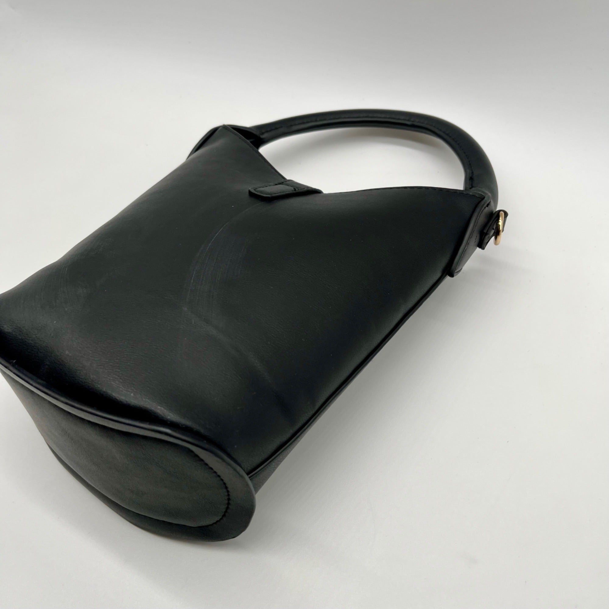 H &amp; M Black Faux Leather Bucket Bag