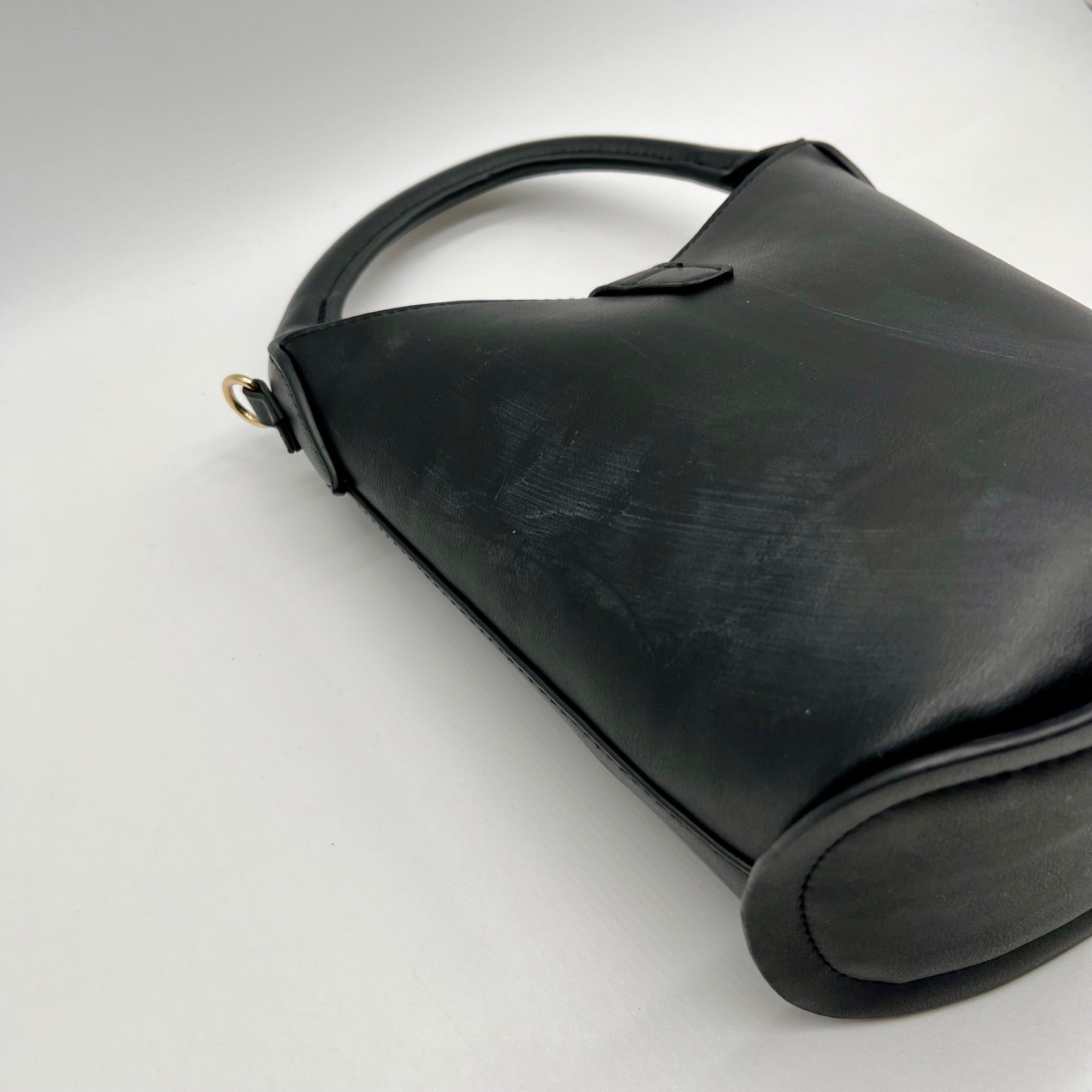 H &amp; M Black Faux Leather Bucket Bag