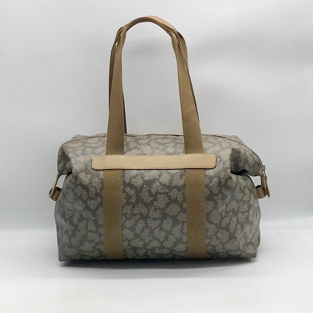 Yves Saint Laurent Beige &amp; Brown  Canvas Vintage Giraffe Print Duffel Bag