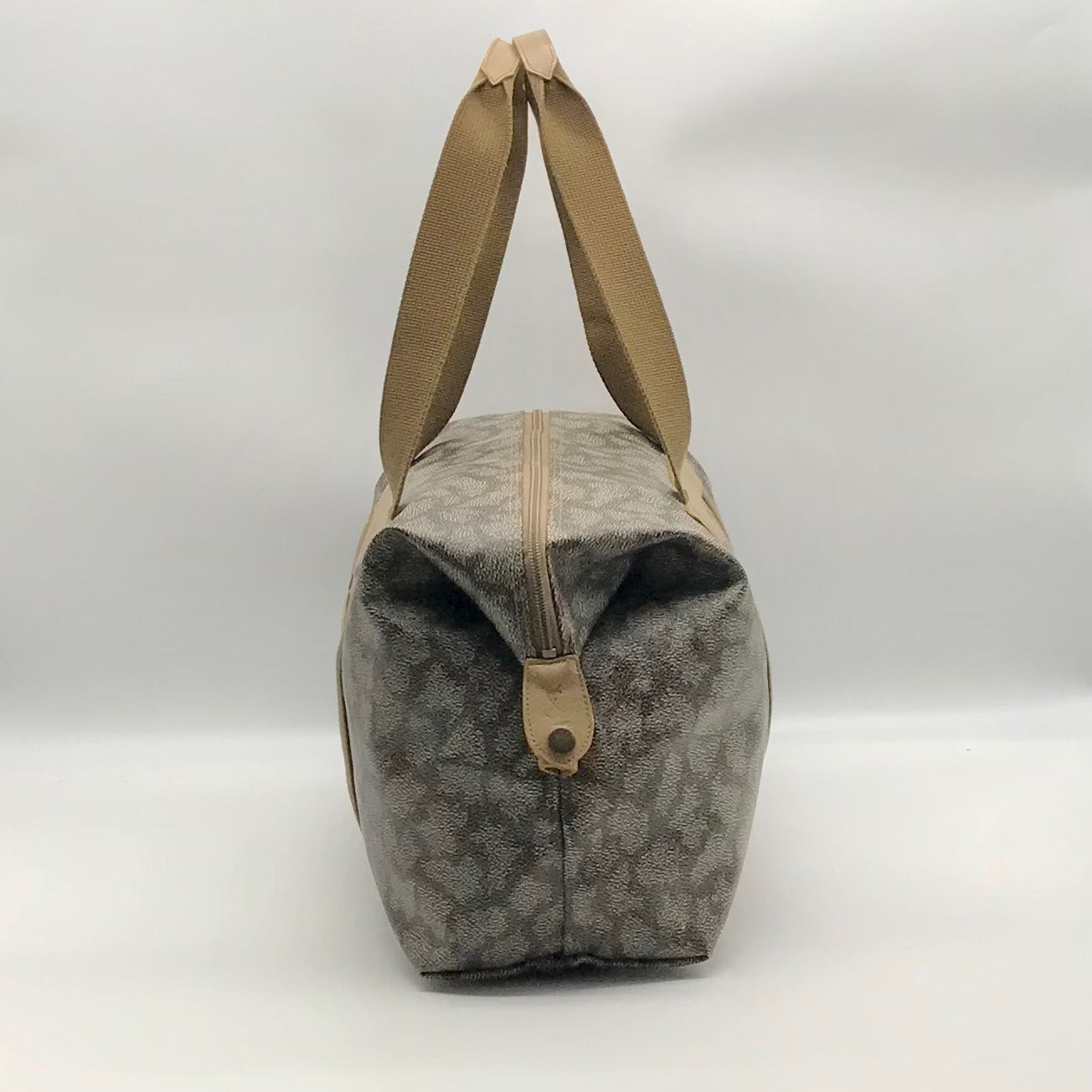 Yves Saint Laurent Beige &amp; Brown  Canvas Vintage Giraffe Print Duffel Bag