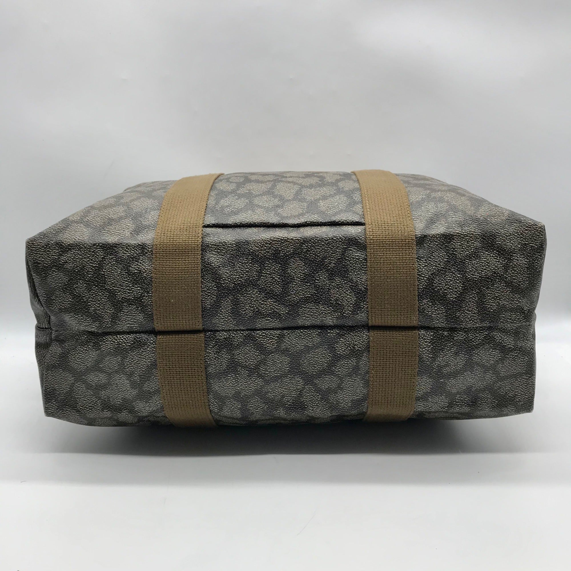 Yves Saint Laurent Beige &amp; Brown  Canvas Vintage Giraffe Print Duffel Bag