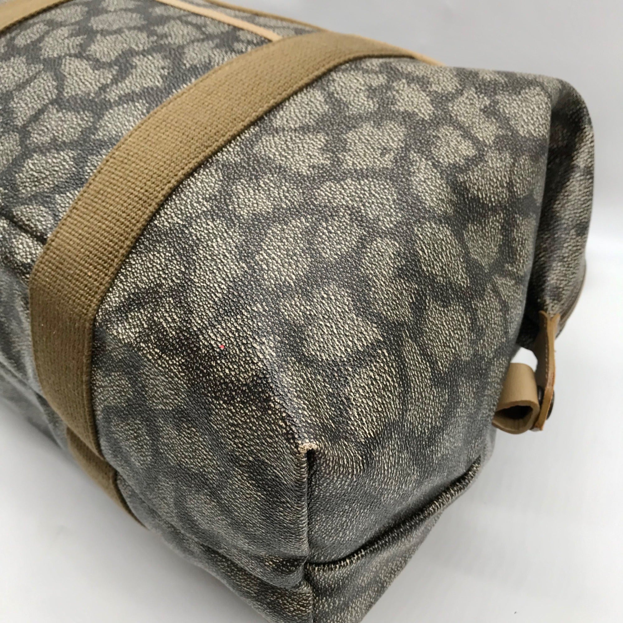 Yves Saint Laurent Beige &amp; Brown  Canvas Vintage Giraffe Print Duffel Bag