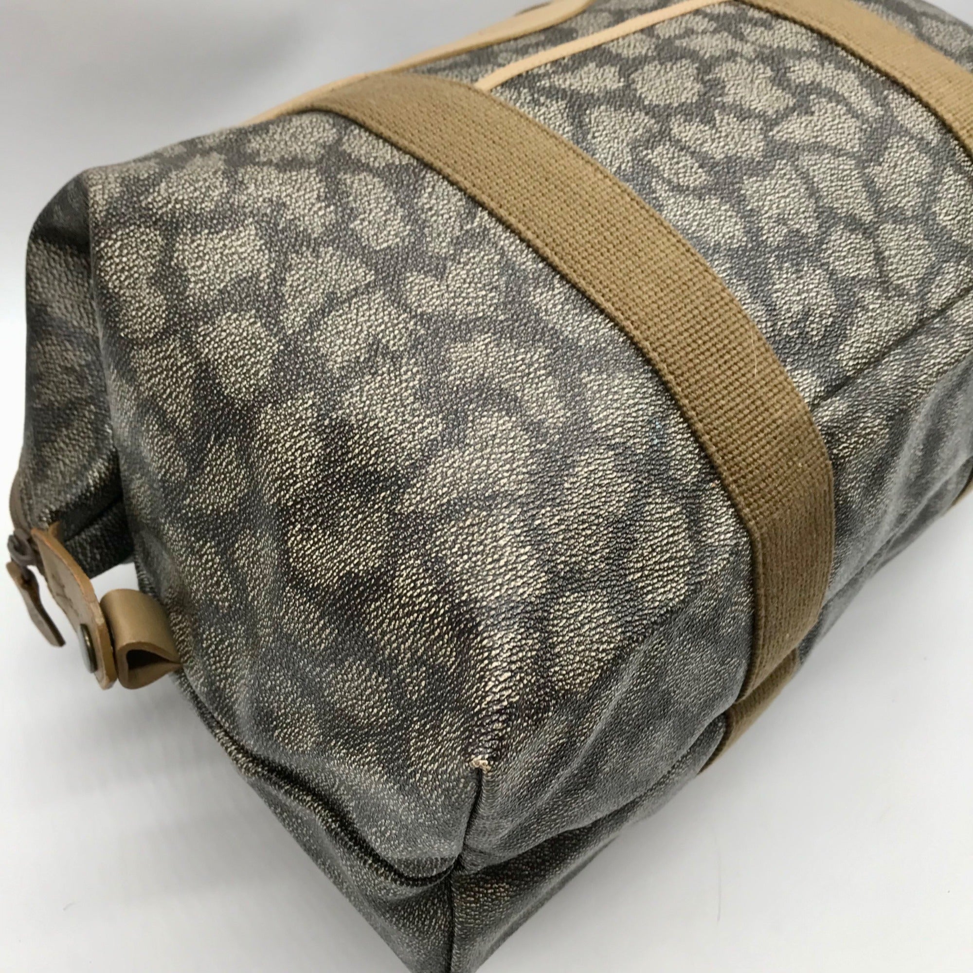 Yves Saint Laurent Beige &amp; Brown  Canvas Vintage Giraffe Print Duffel Bag