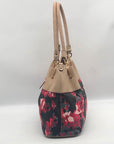 Black Rivet Floral Fabric/Faux Leather Shoulder Bag Tote