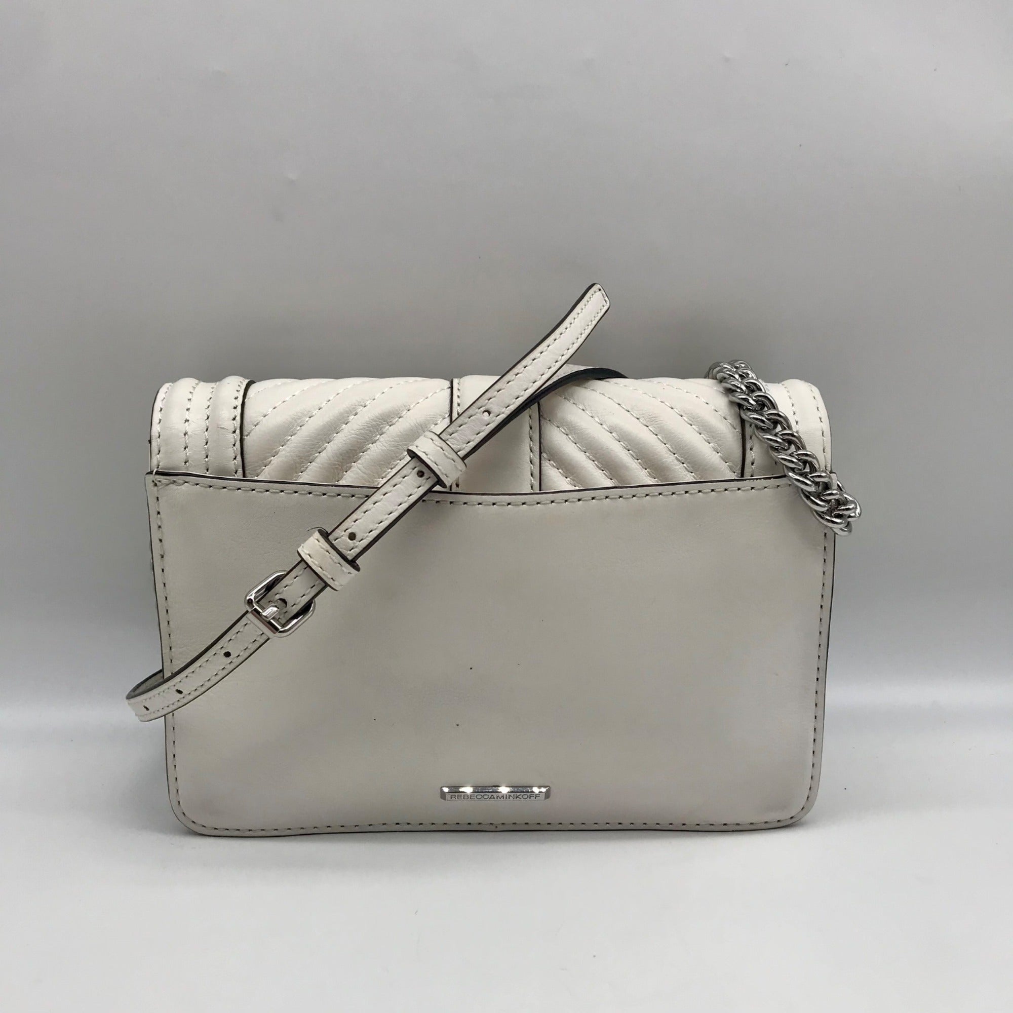 Rebecca Minkoff White Quilted Leather Chevron Love Crossbody