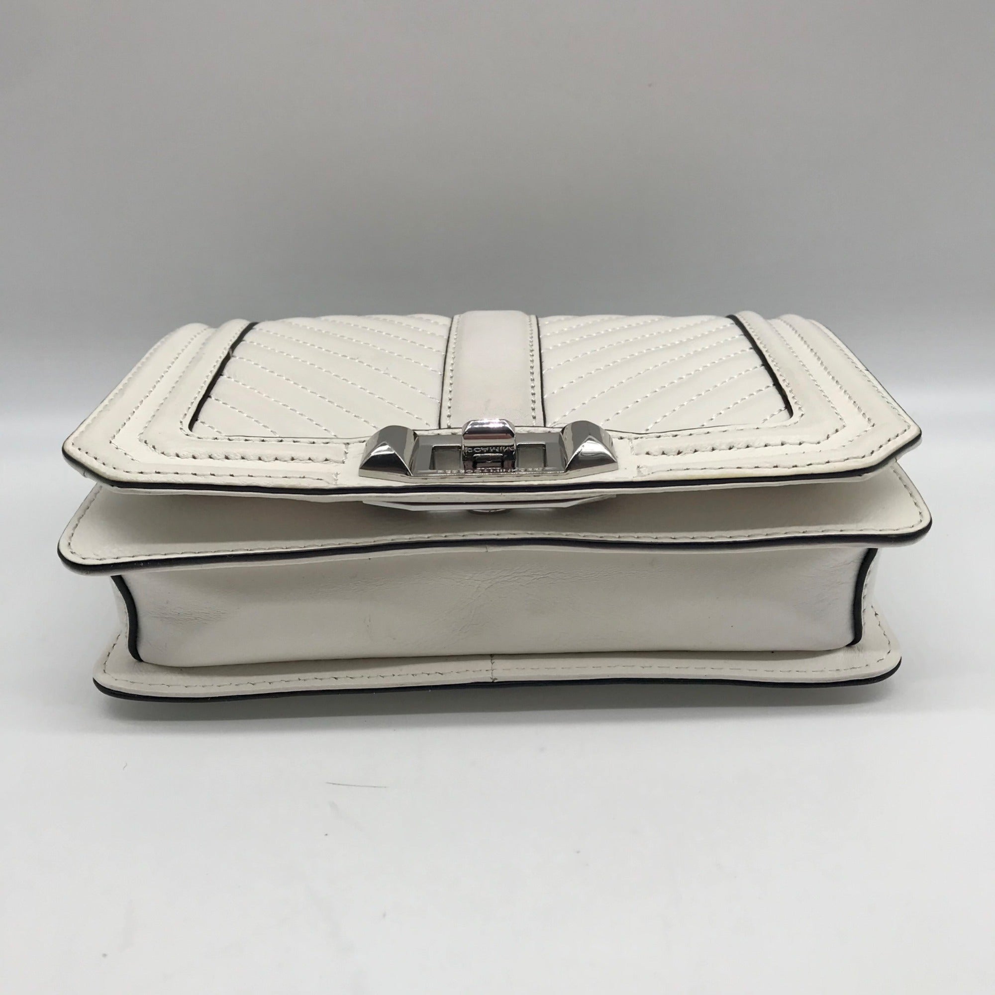Rebecca Minkoff White Quilted Leather Chevron Love Crossbody