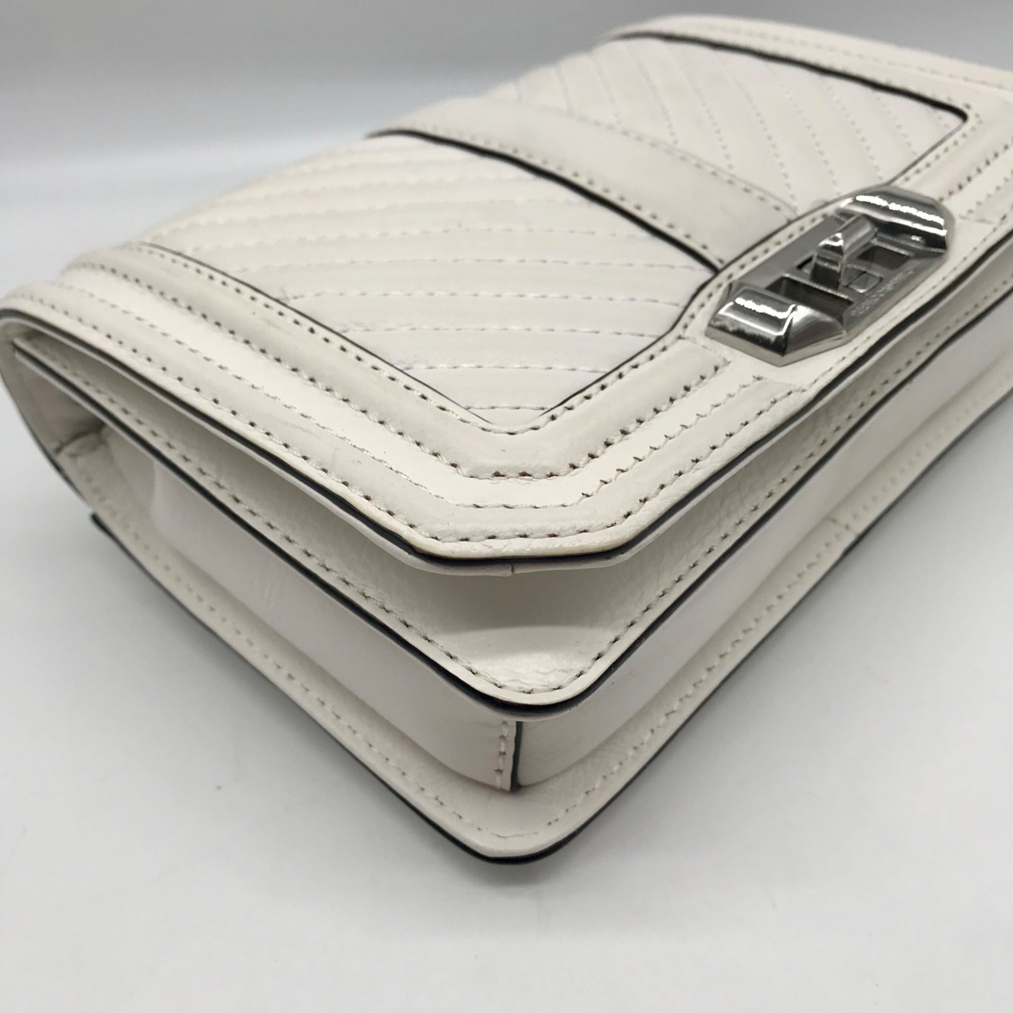 Rebecca Minkoff White Quilted Leather Chevron Love Crossbody