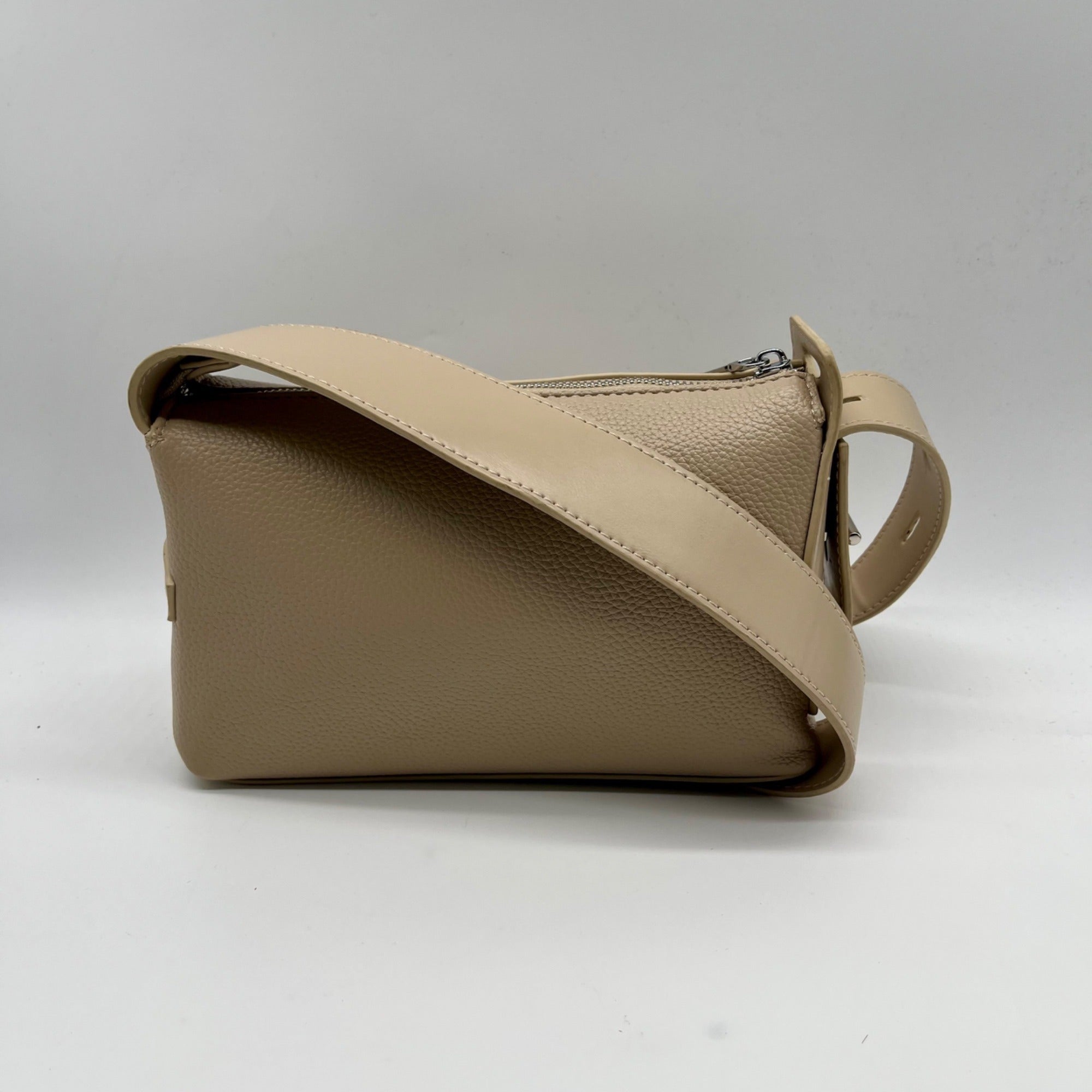 MMS Beige Leather Shoulder Bag