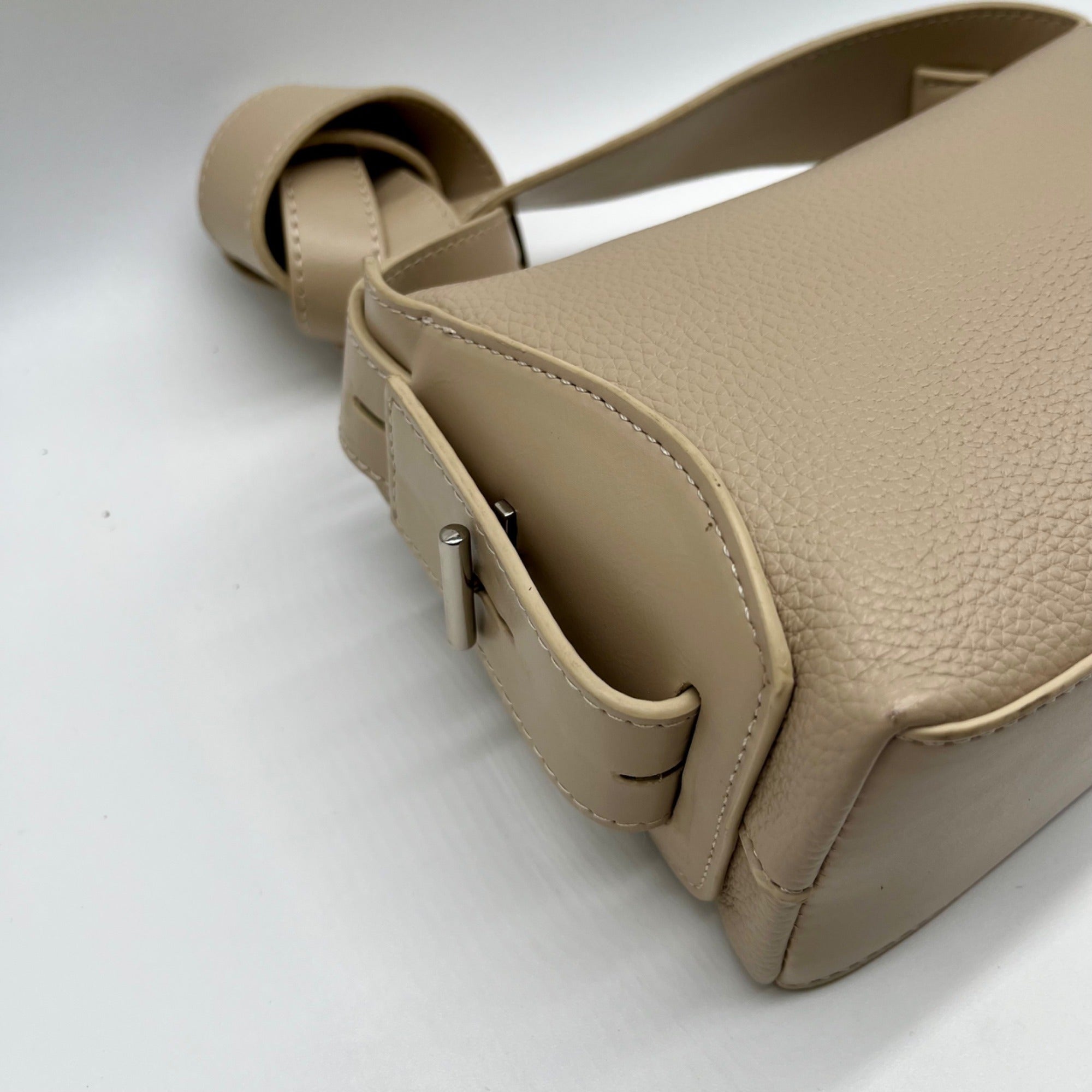 MMS Beige Leather Shoulder Bag