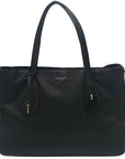 Henri Bendel Black Leather Side Zipper Tote Bag