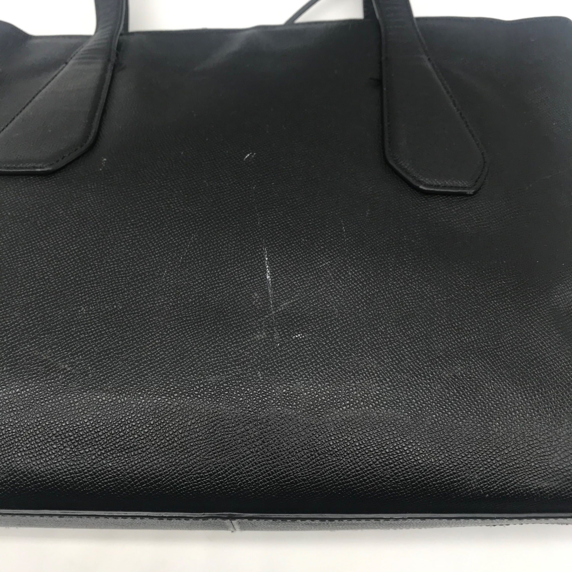 Henri Bendel Black Leather Side Zipper Tote Bag